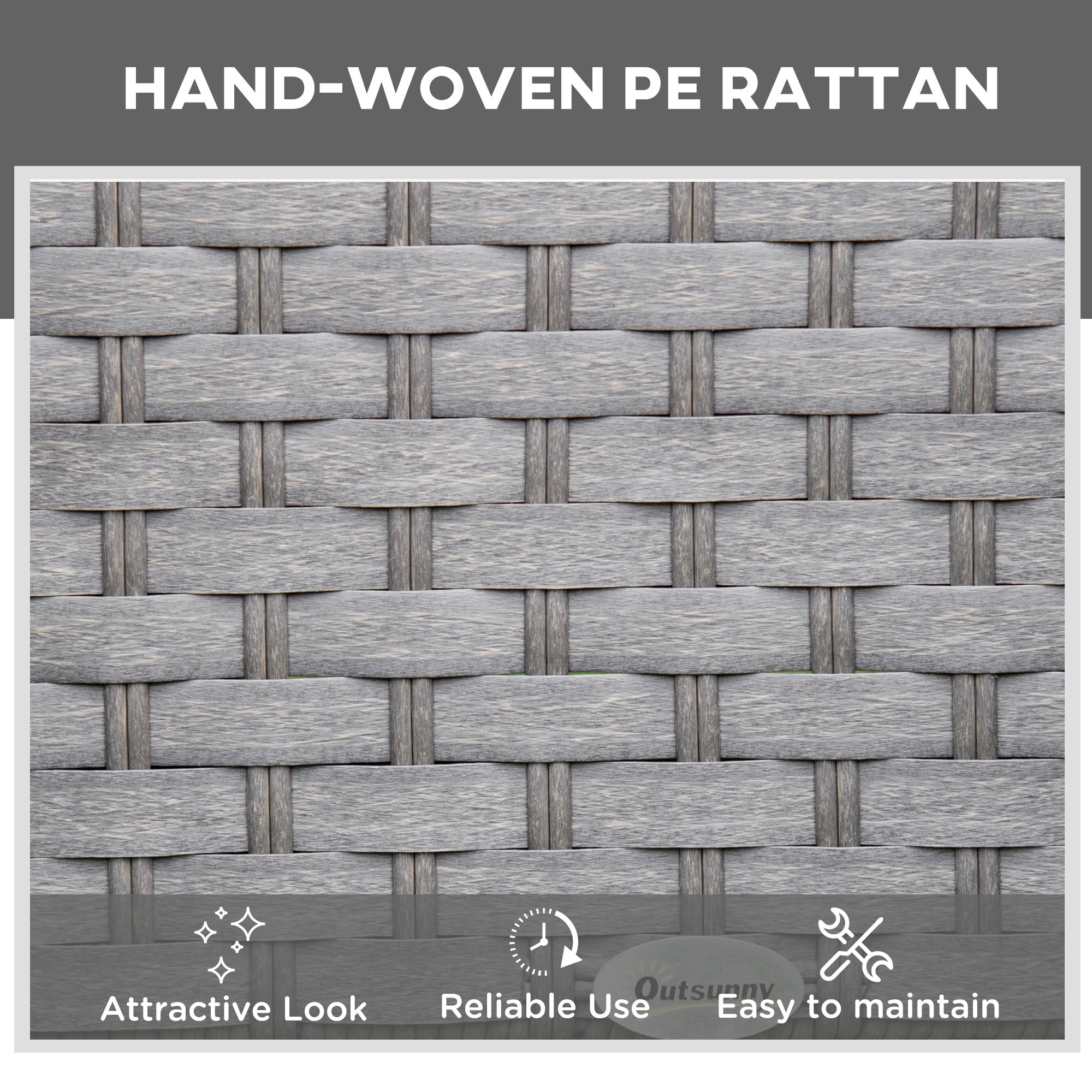 3 Pieces Sun Lounger Set, 5-Position Reclining Chairs and Table, Rattan Wicker, Grey