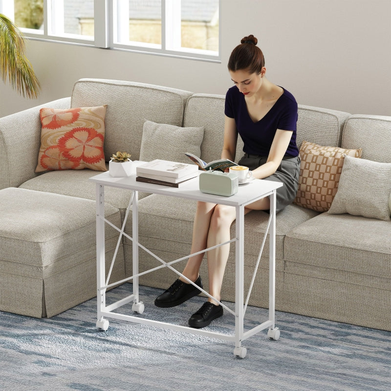 Folding Desk 80 cm on Wheels - White