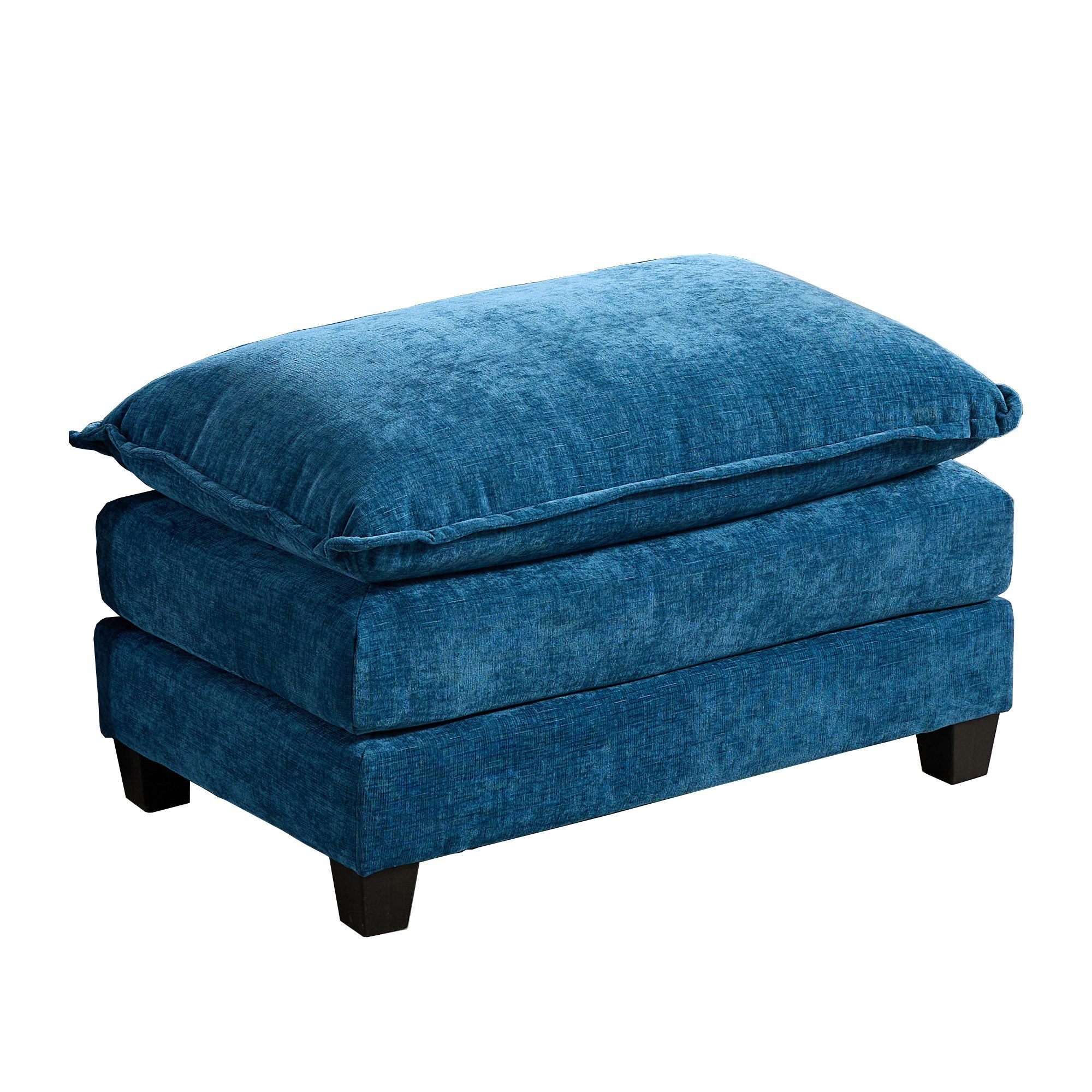 Cloud Sofa Ottoman - Modern Double Layer Upholstered Cushion - Chenille Blue