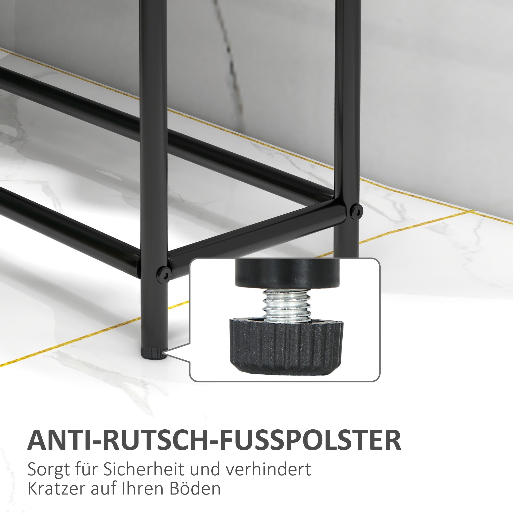 Towel Rail, Freestanding with 2 Rails, Metal, Black