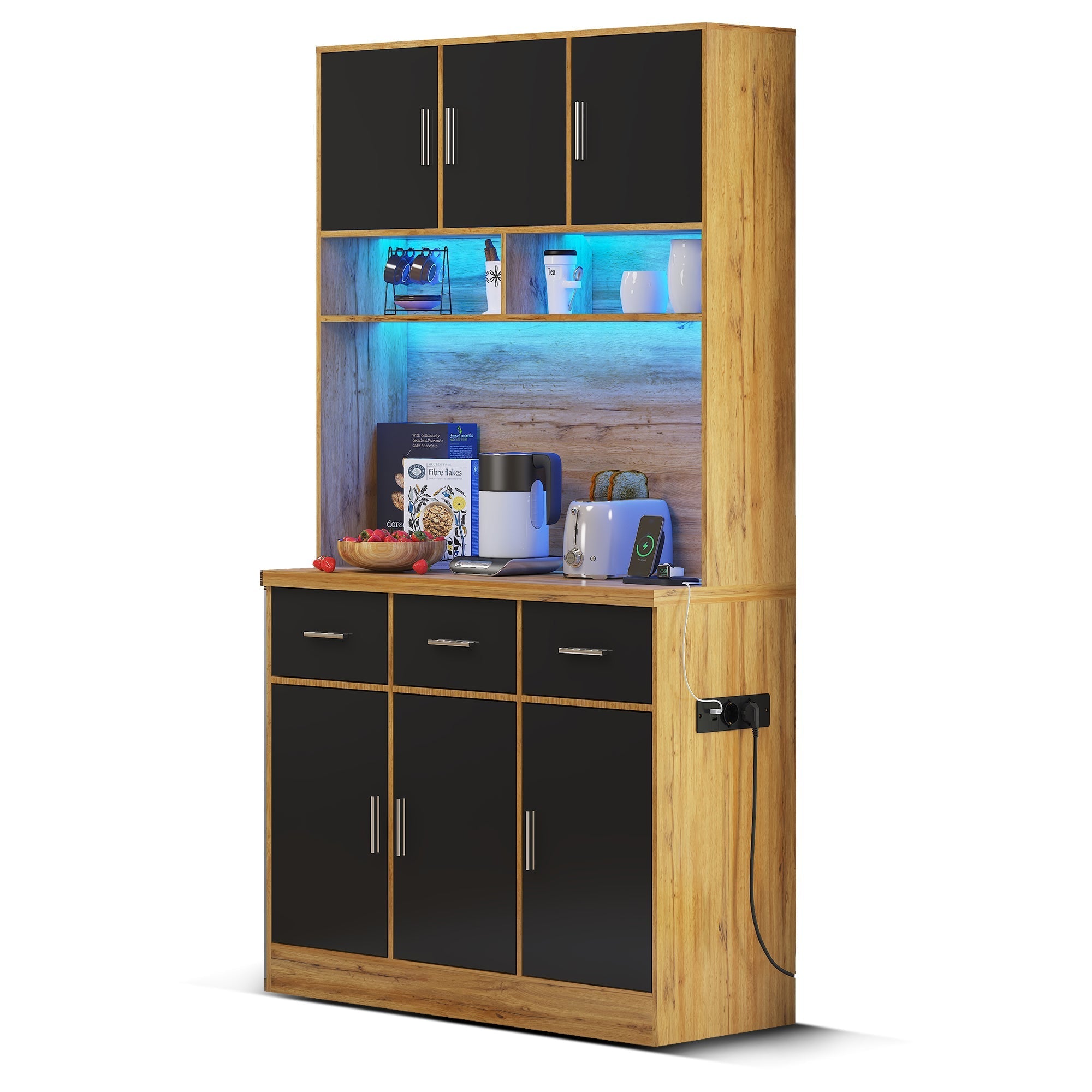 Multifunctional Buffet 100x40x180cm with LED, App Control, Drawers & Power Outlets