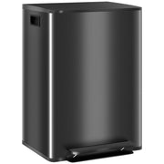 60L Dual Compartment Bin with Deodoriser Holders, Stainless Steel Black
