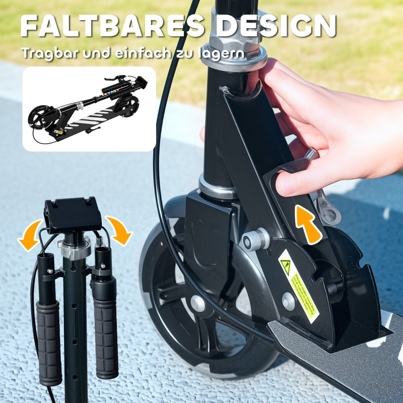 Children's Scooter with Foldable Metal Frame and Double Brakes, Black