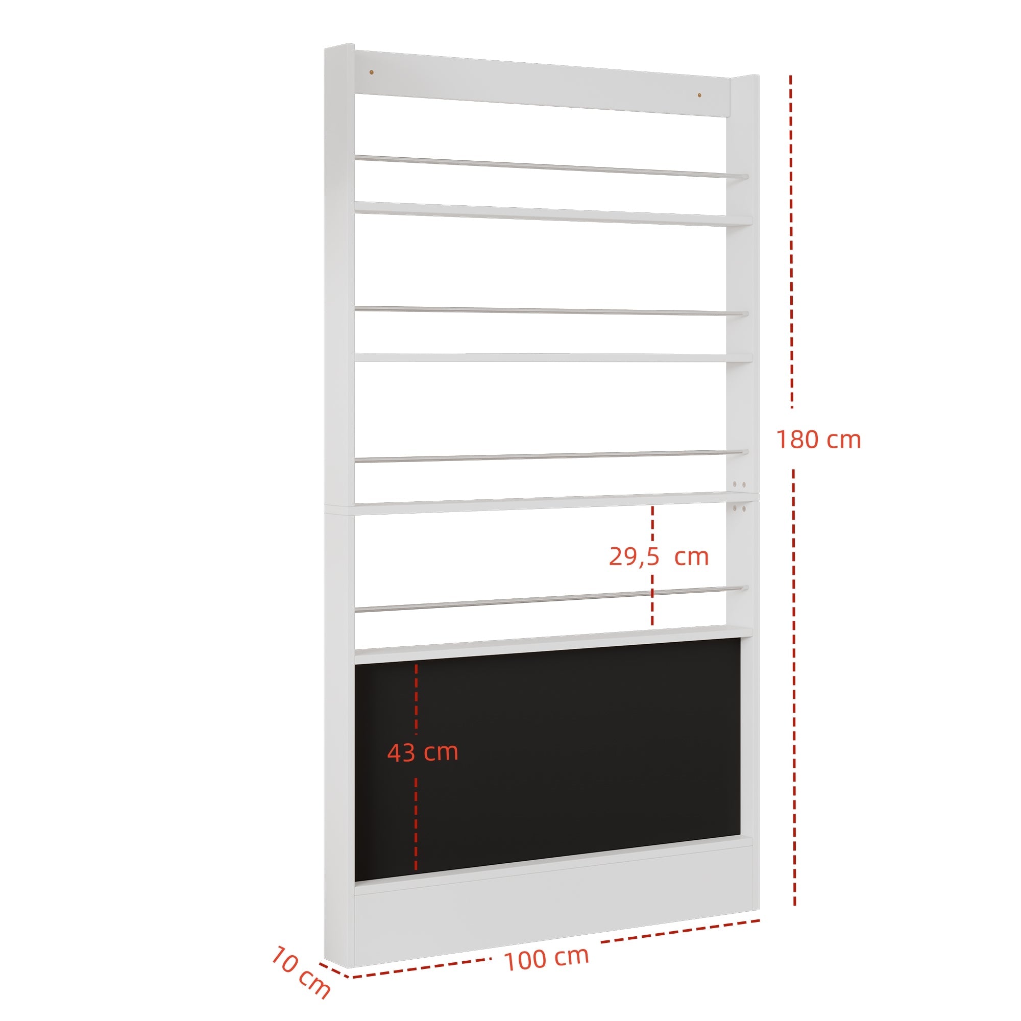 Children's Book Shelf 4-Tier Storage Display Paintable Blackboard Anti-Tip White