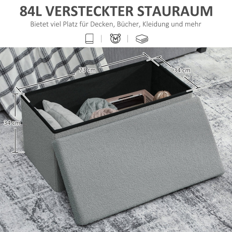 Storage Ottoman Bench Upholstered with Storage & Lid - Dark Grey
