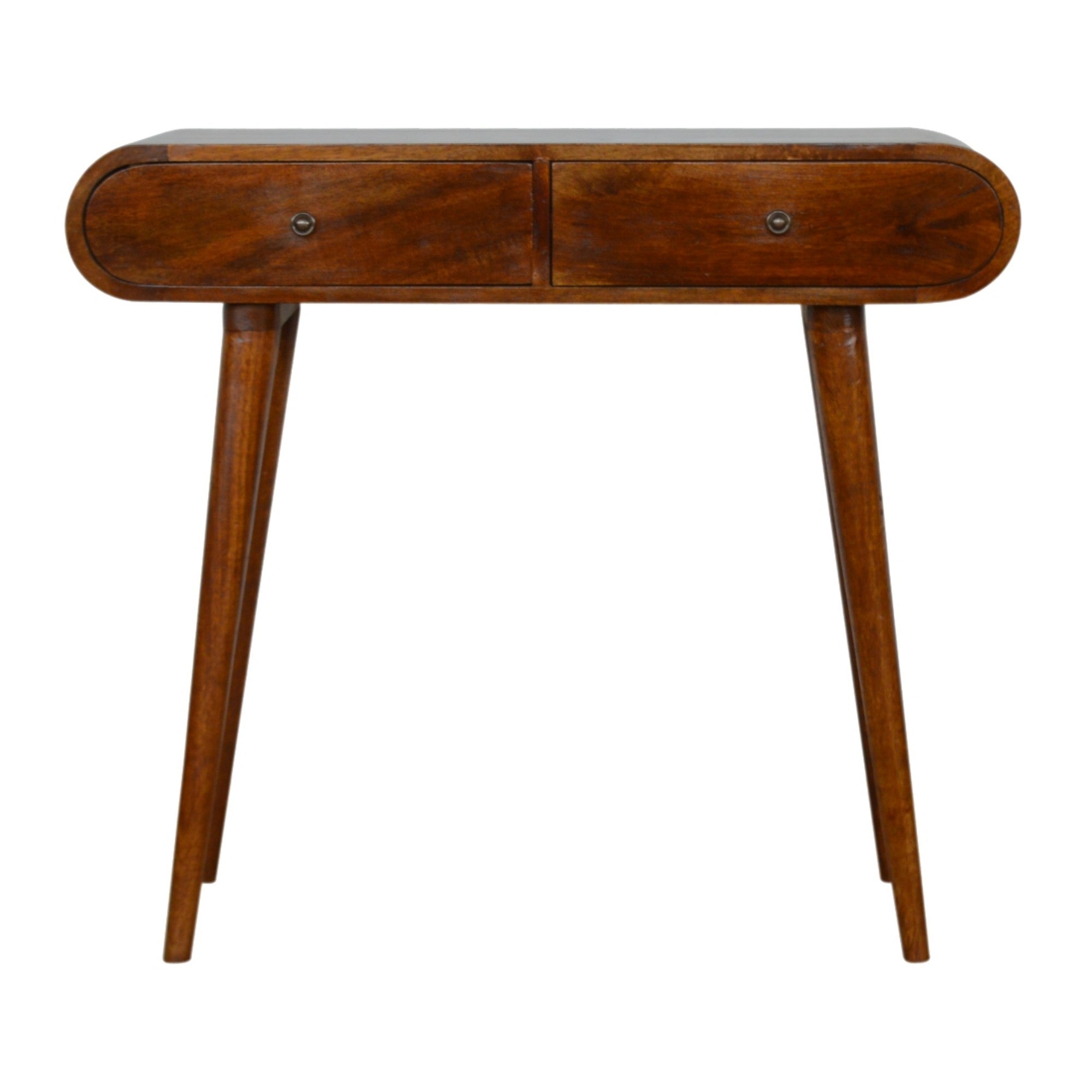 London Console Table, 2 Drawers, Solid Wood Dark Brown