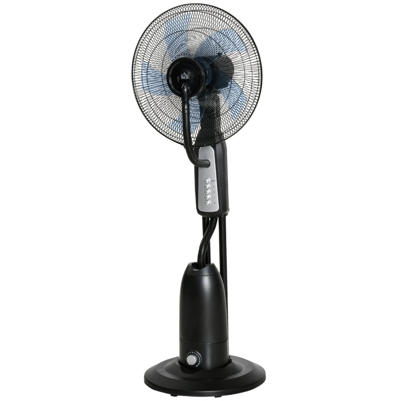 Pedestal Fan, Water-Cooled Mist 3 Speeds 3L Tank 75° Oscillation, 90W 125cm with Wheels