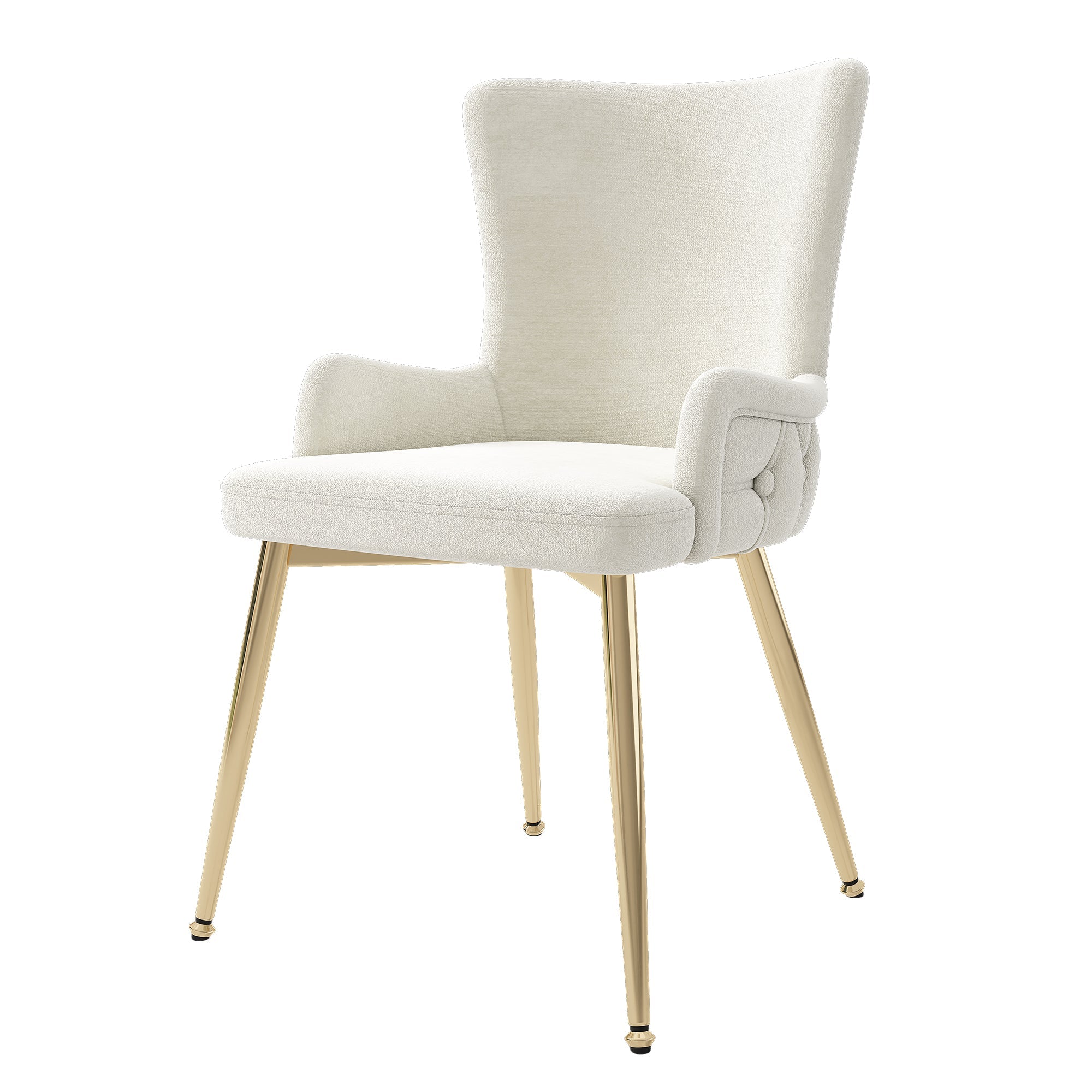 Velvet Dining/Lounge Chair Set of 2 Luxurious Gold Metal Legs - Beige