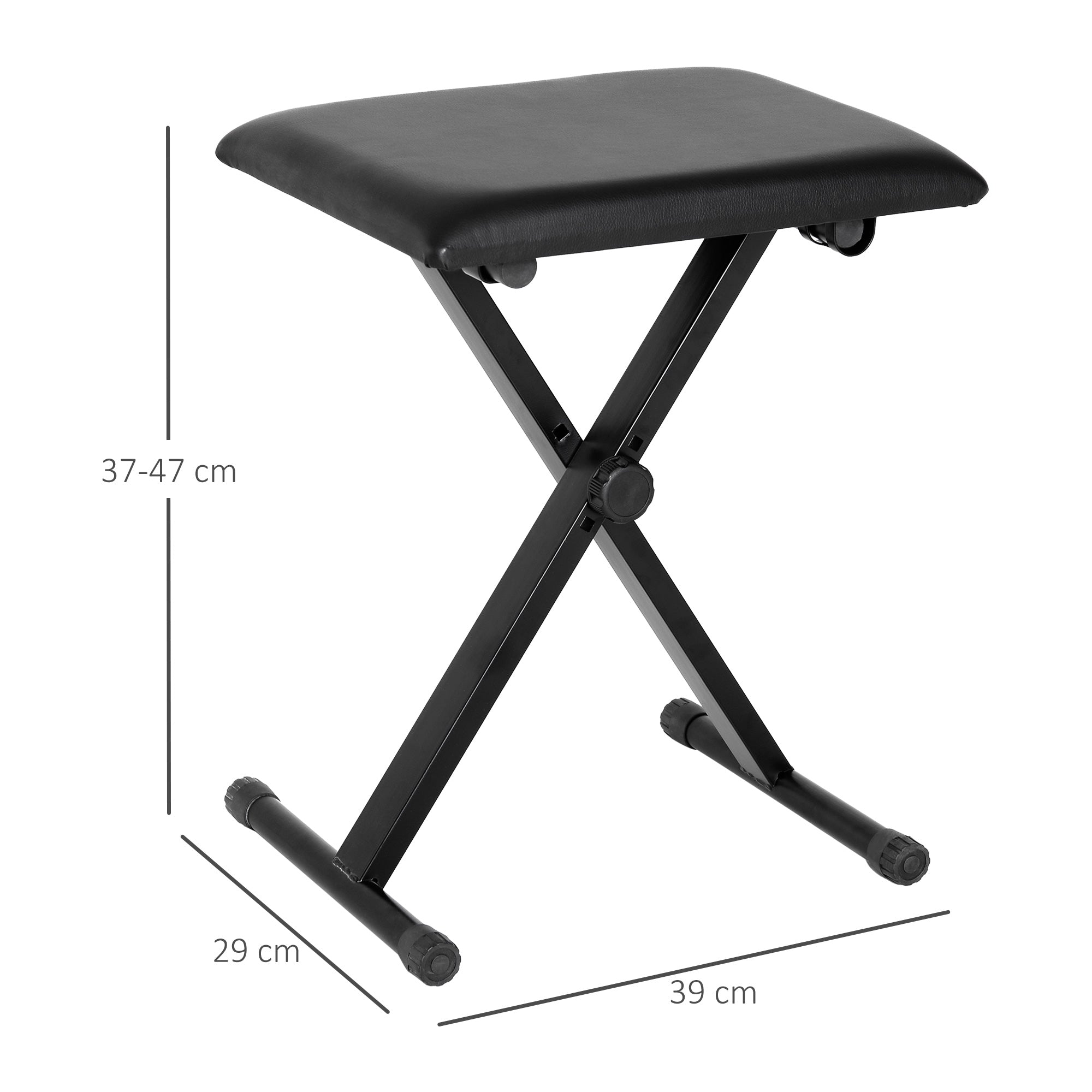 Piano Stool/Bench, Height Adjustable Foldable Metal, Black Faux Leather