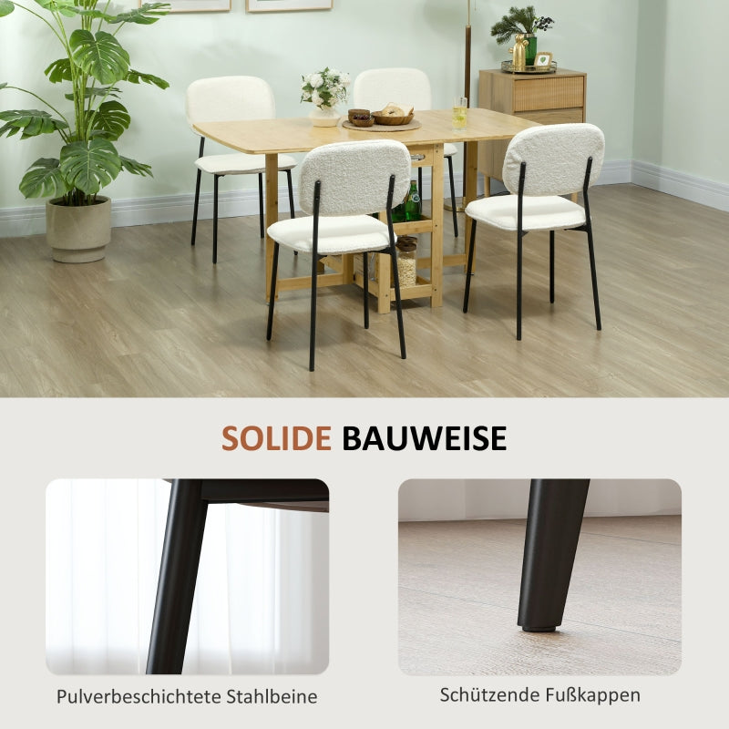 Esszimmerstühle 4er-Set, gepolstert mit Stahlbeinen, weißer Samt