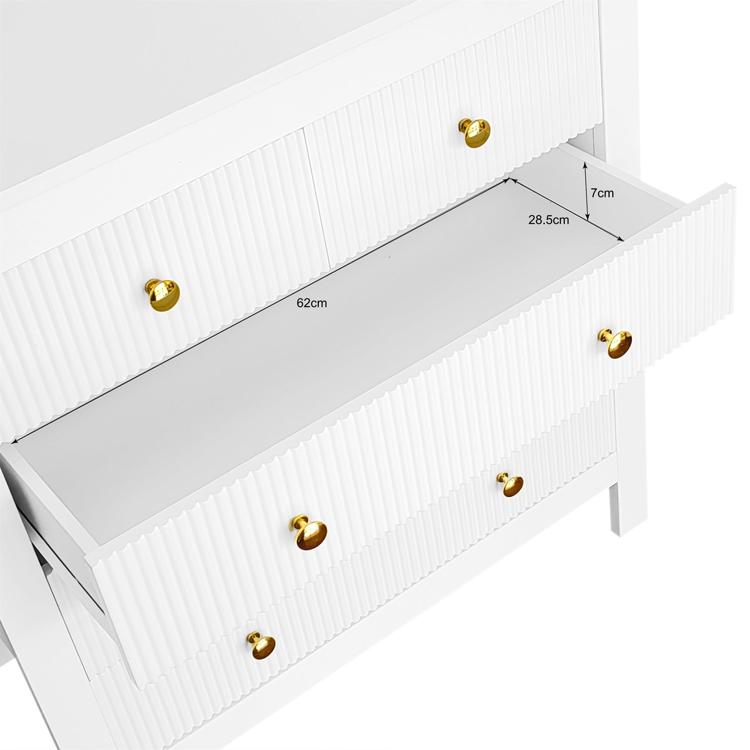 Sideboard, chest of drawers with special doors, gold handles