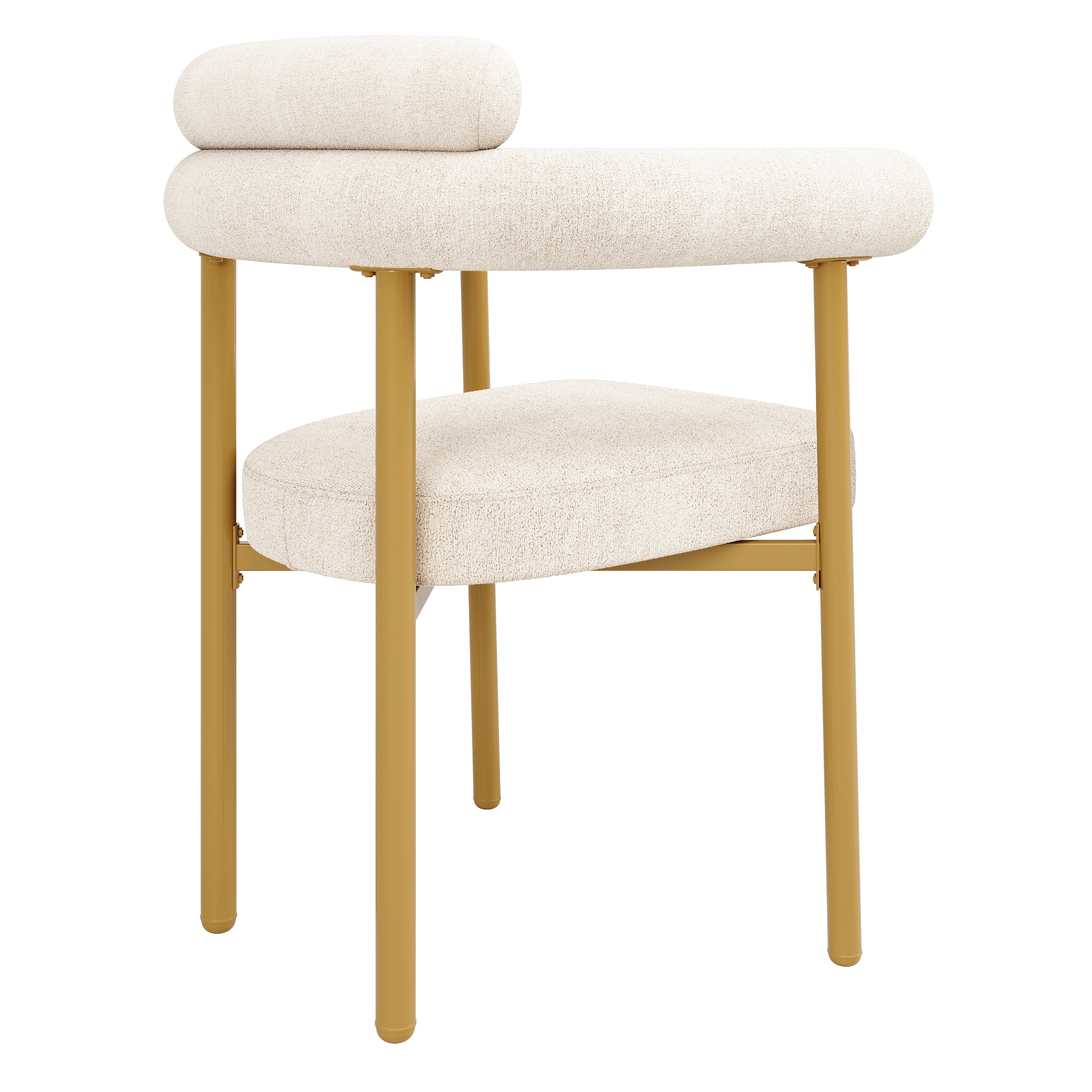 Dining Chairs Set of 4 Modern Gold Legs Ring Seats - Beige Suede