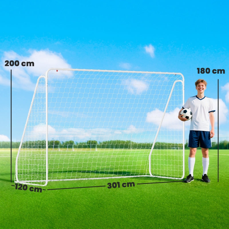 Football Goal for Games and Training, UV-Resistant and Robust with Ground Anchors, White