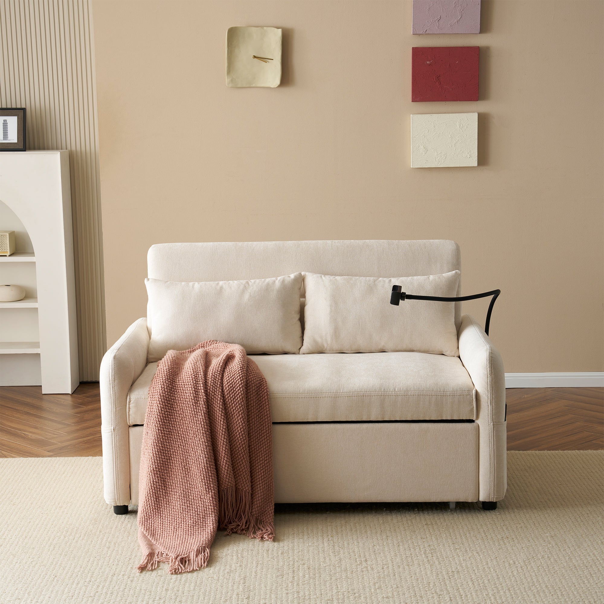 Sofa Bed, Modern Double Folding with Adjustable Backrest, USB Charging, Multifunctional
