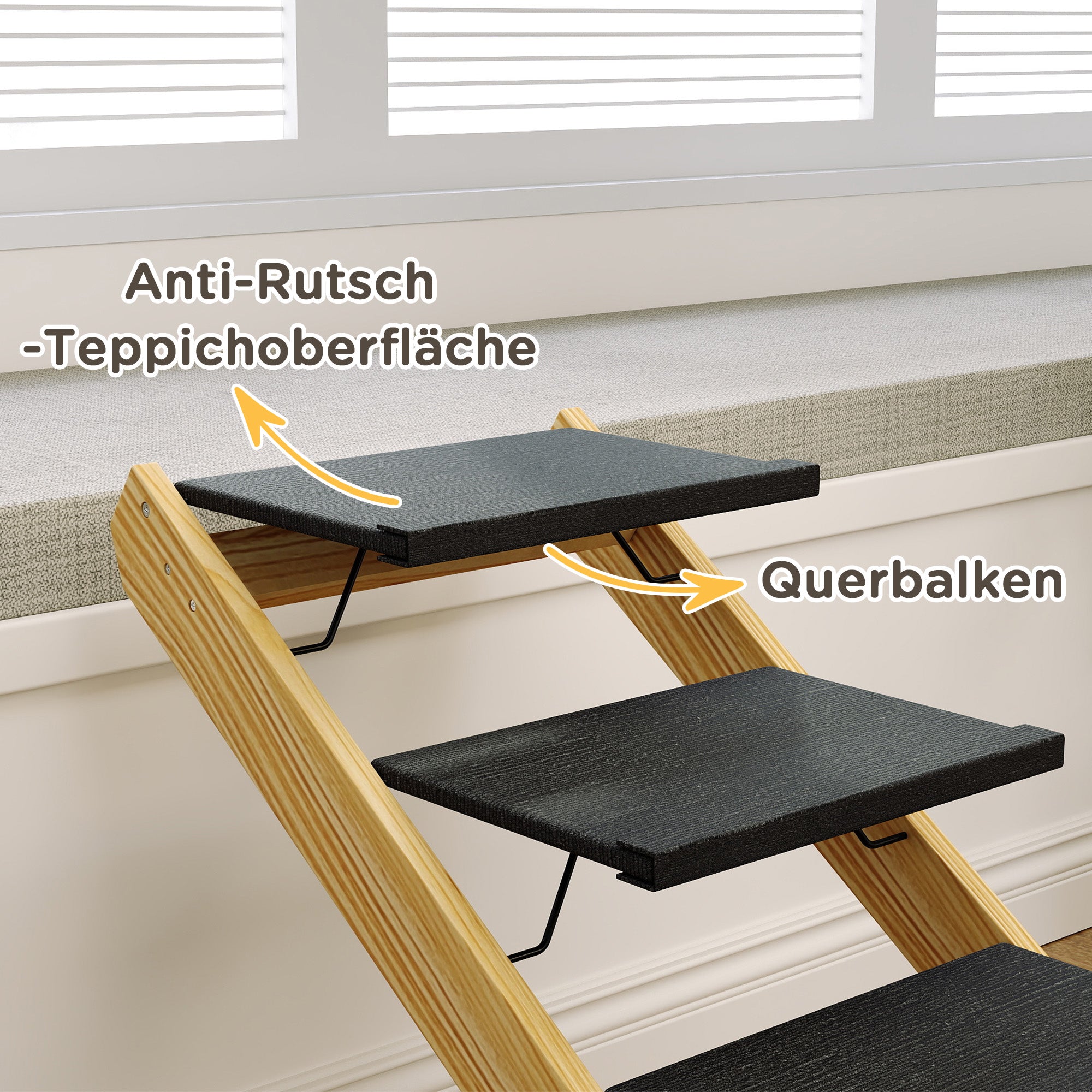 Dog Stairs & Ramp 2-in-1 Foldable 4-Step Height Adjustable Non-Slip