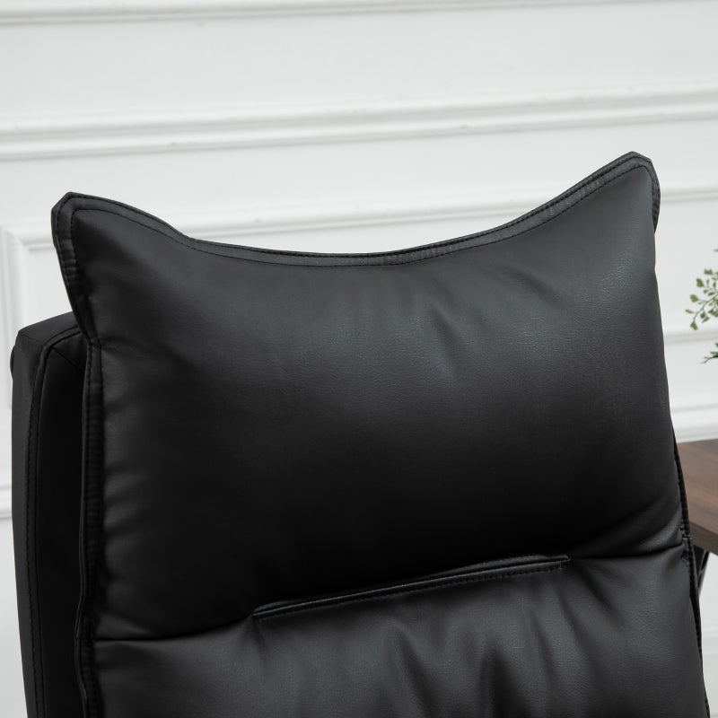 Vinsetto Office Chair, Height-Adjustable Desk with Footrest, Black Faux Leather