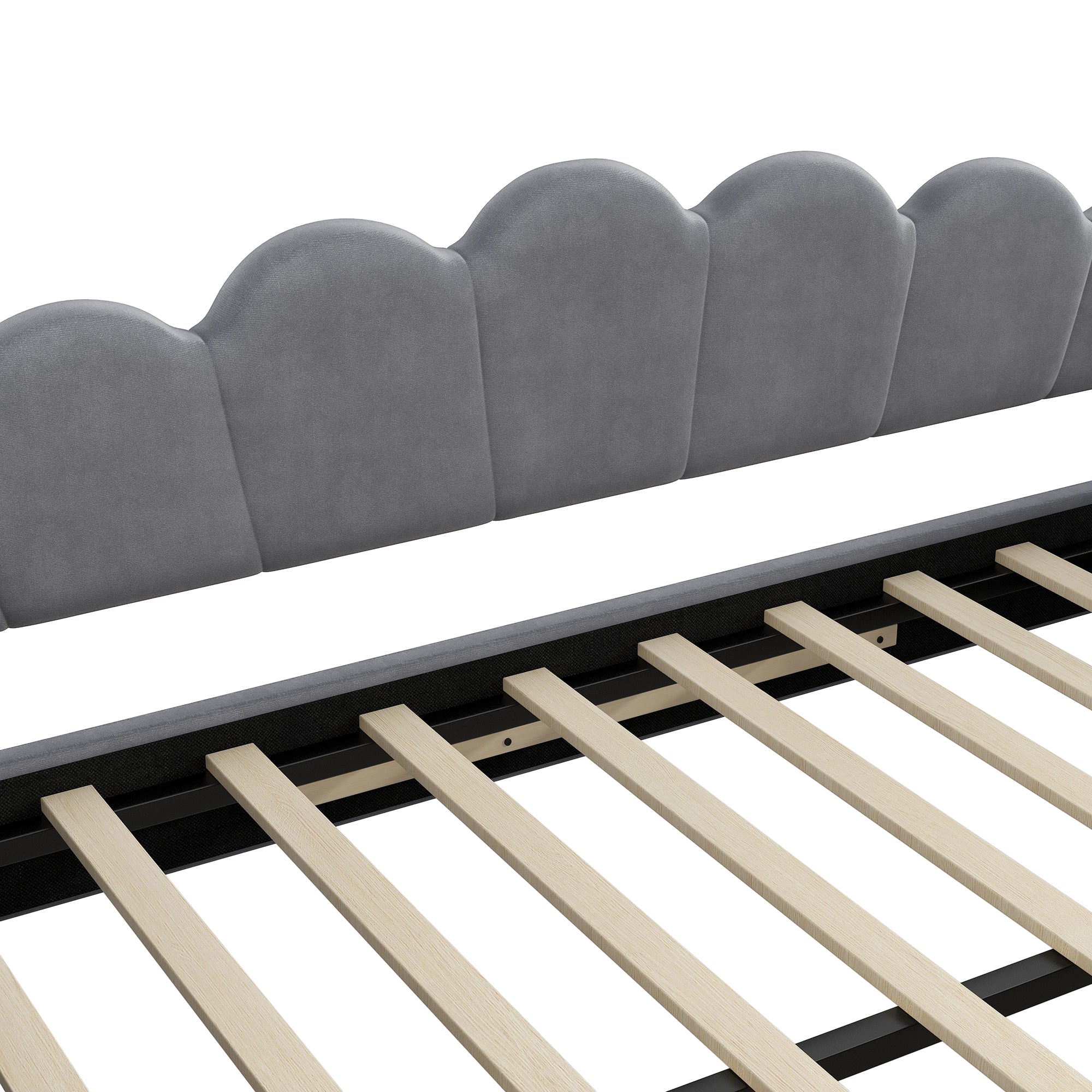 Daybed Upholstered 140x200cm LED Pull-out Bed - Grey