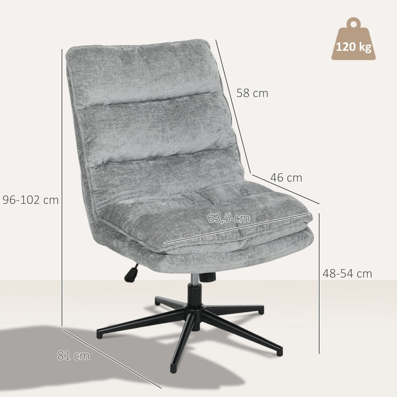 Bürostuhl ohne Armlehnen, drehbar, gepolstert, höhenverstellbar, Stahl, Grau