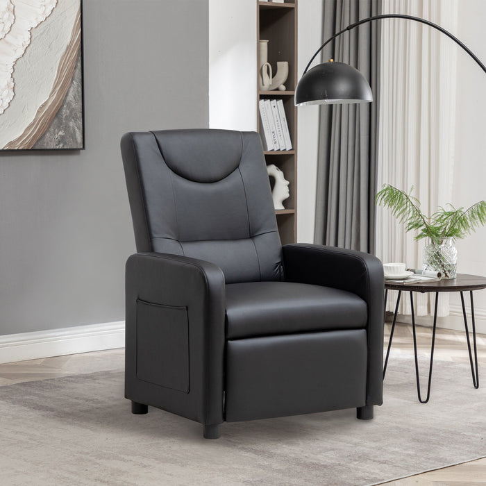 TV Armchair Recliner with Footrest - Black PU