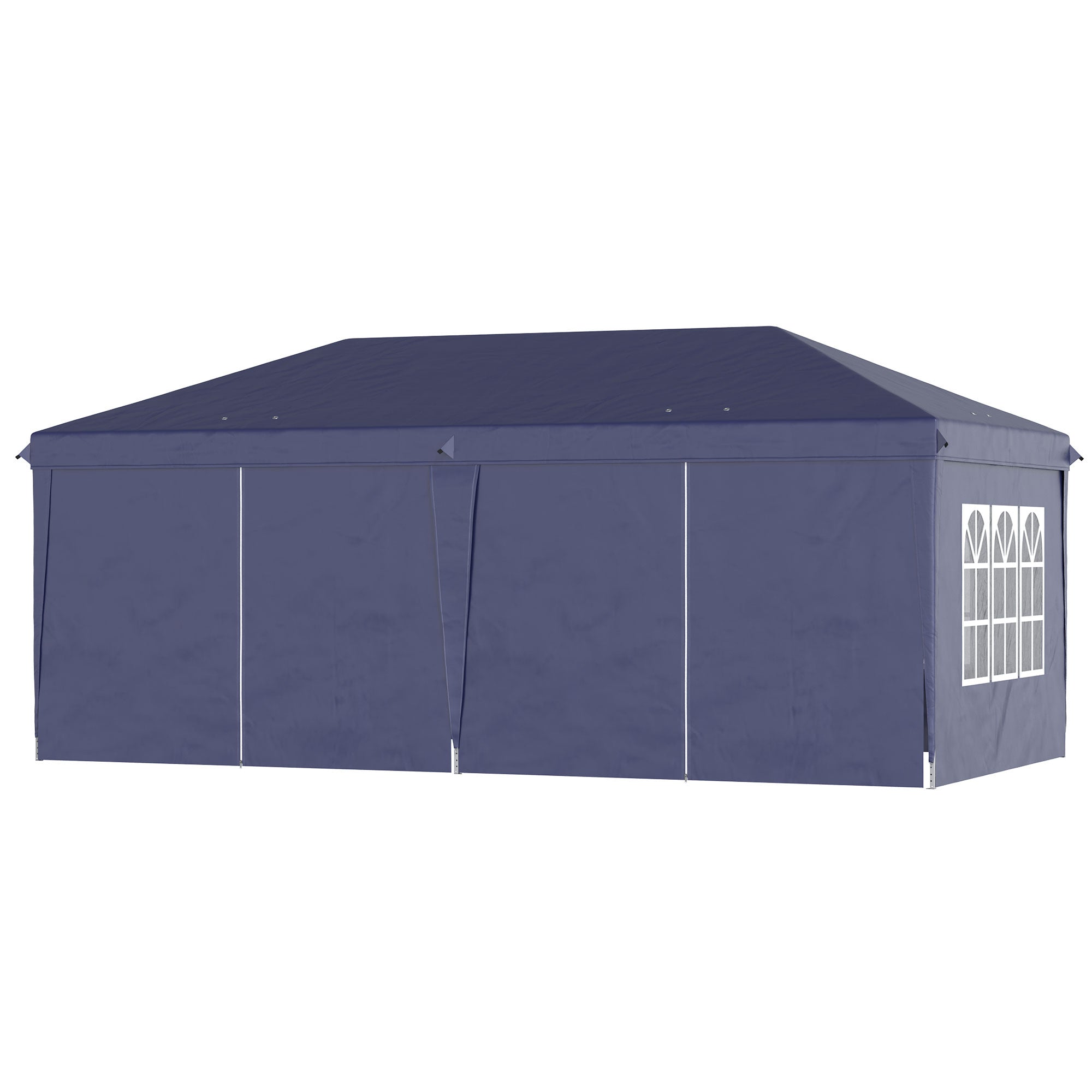 Folding Pavilion 5.85x2.95m UV Protection Side Walls Steel, Blue