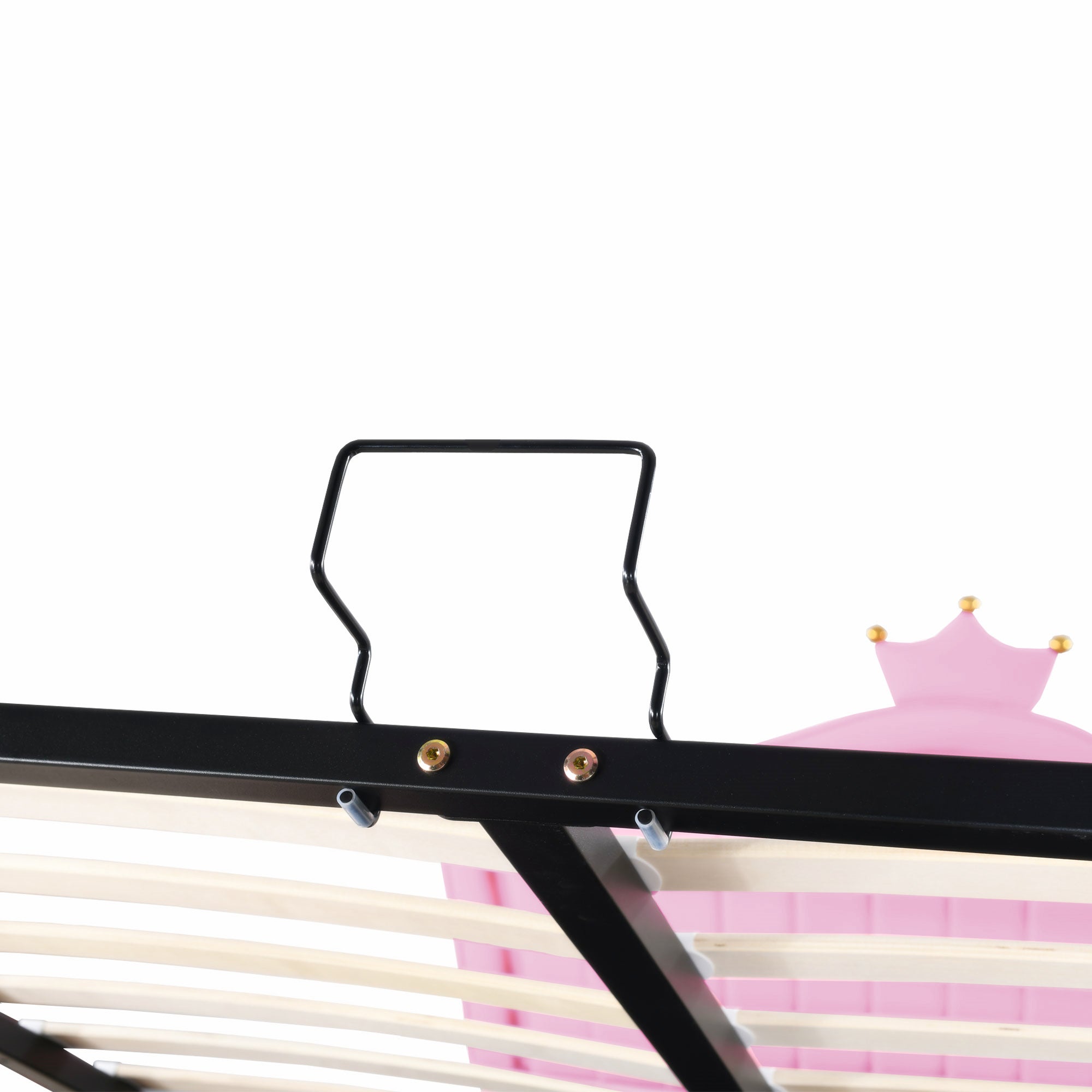 Children's Bed, 140x200cm Hydraulic Storage, LED, Pink PU Leather