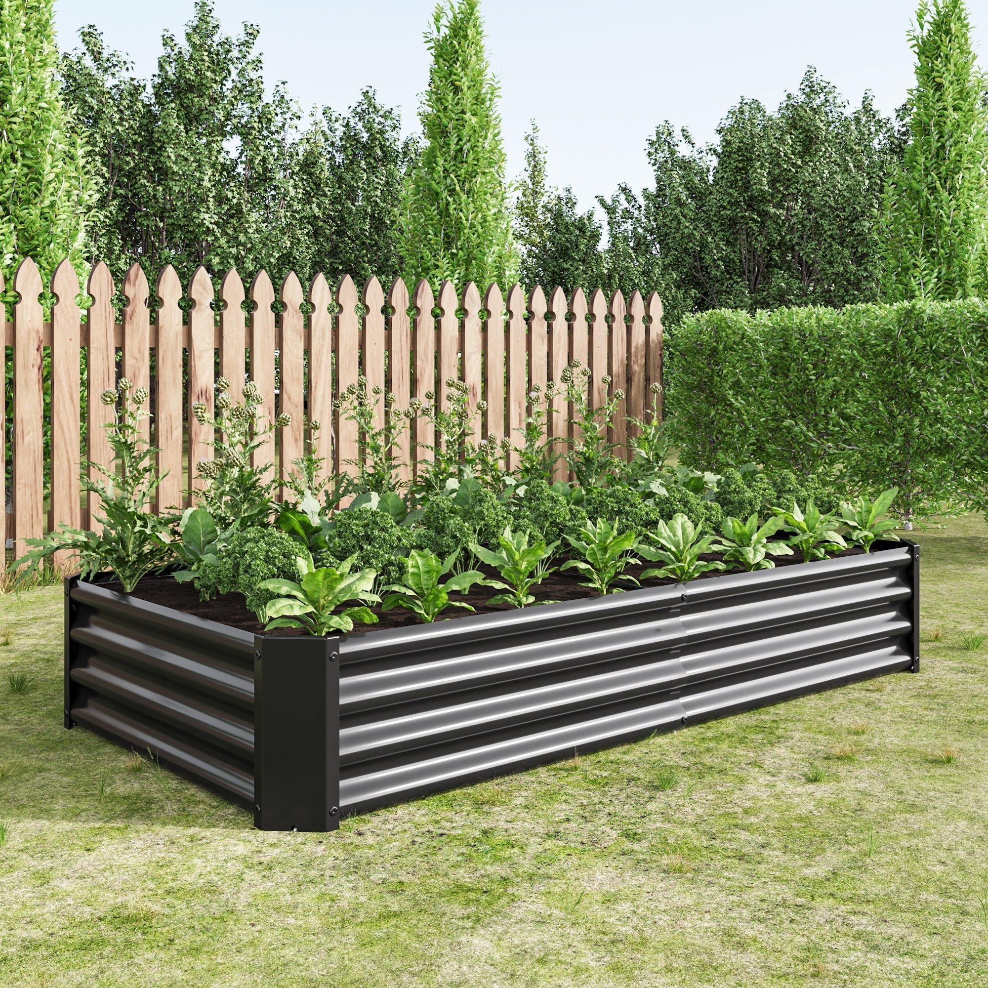 Raised Bed Metal Plant Bed for Garden, Robust Sheet Steel with Rust Protection Anthracite