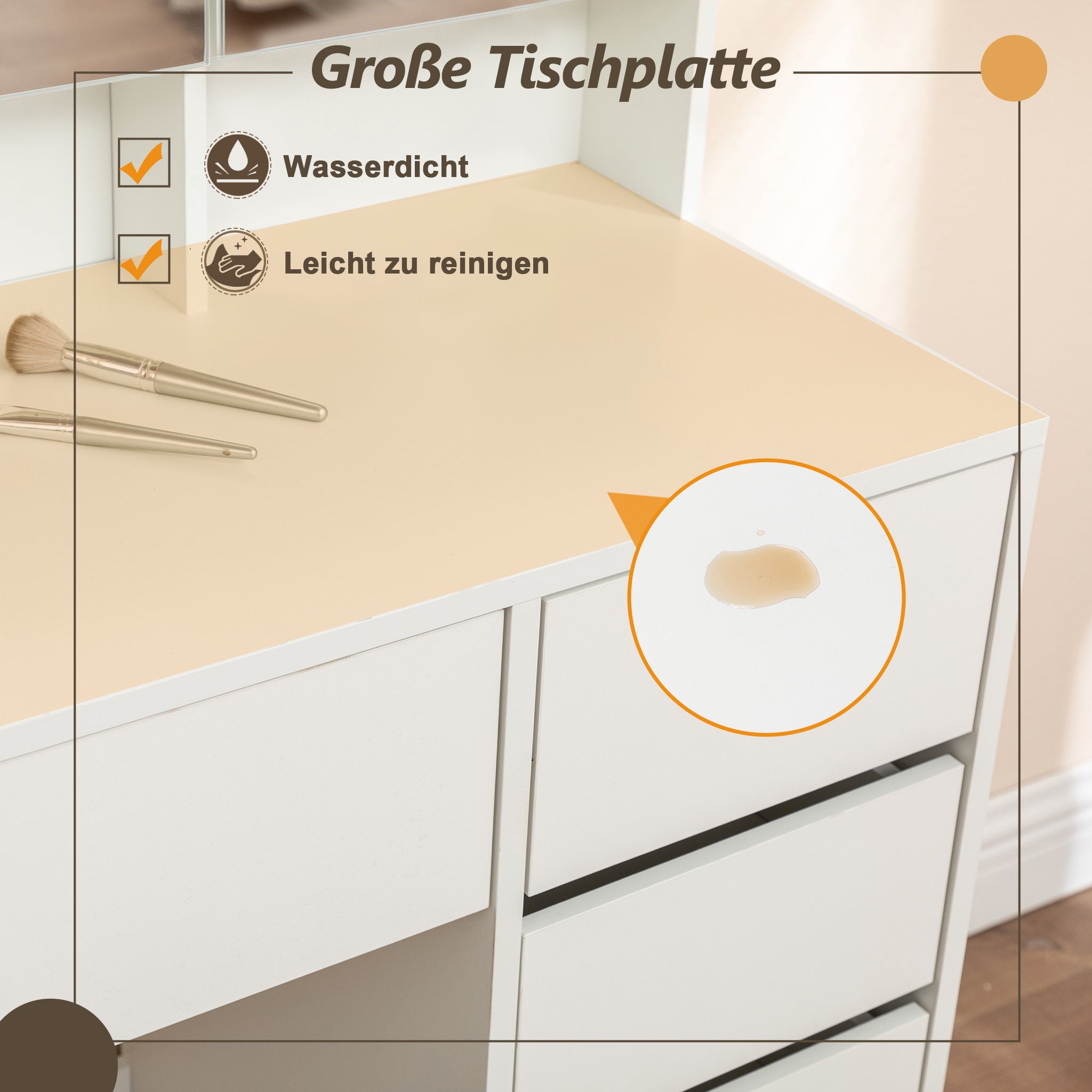 Dressing Table Vanity Set with Stool, Lighting, Mirror, White