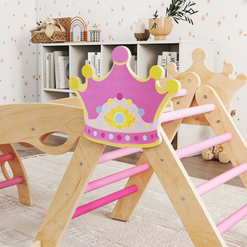 Indoor Climbing Frame 8-in-1 Princess Slide Ramp Arch - Wood
