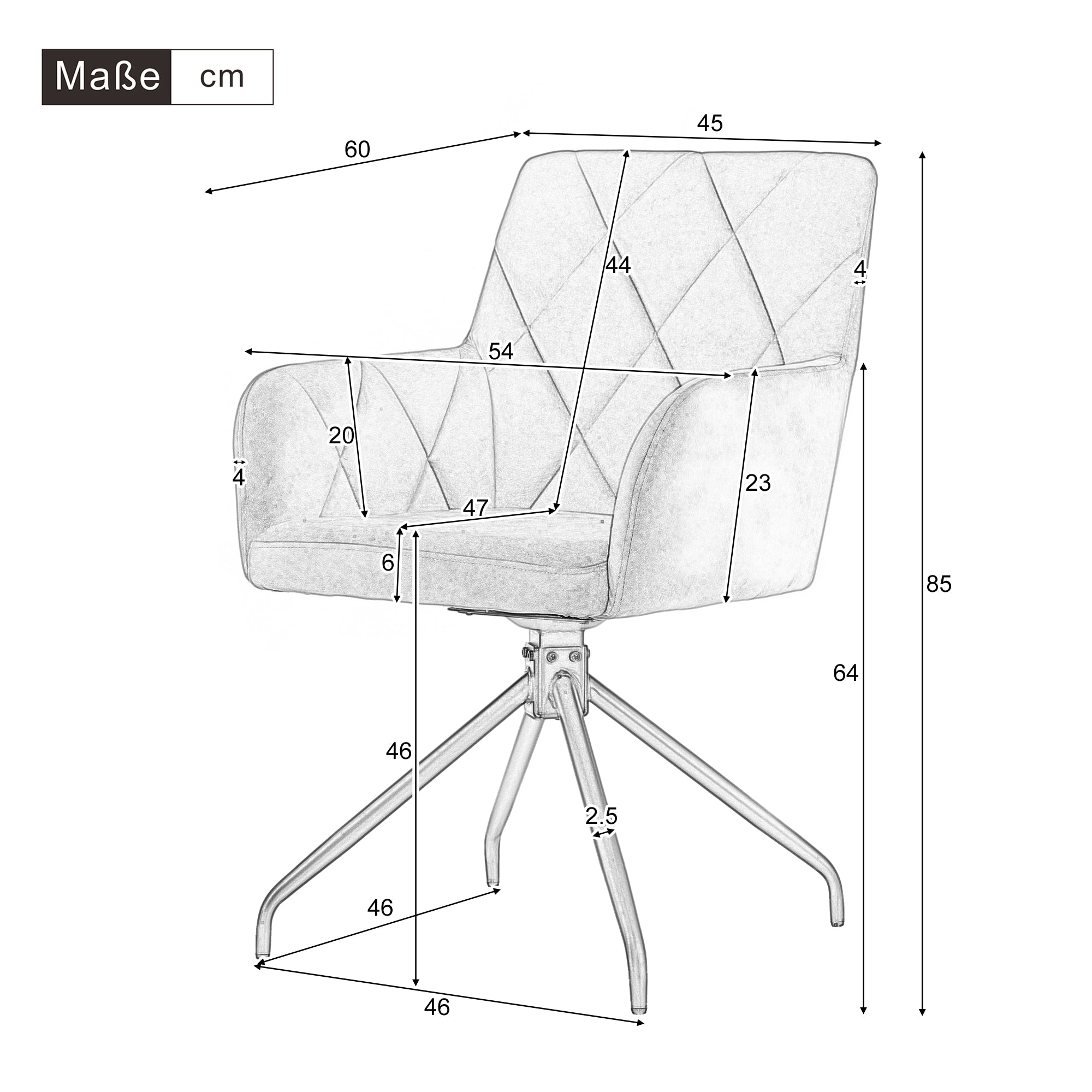 Set of 2 Swivel Dining Chairs Upholstered Diamond Pattern Lumbar Support Anthracite Velvet