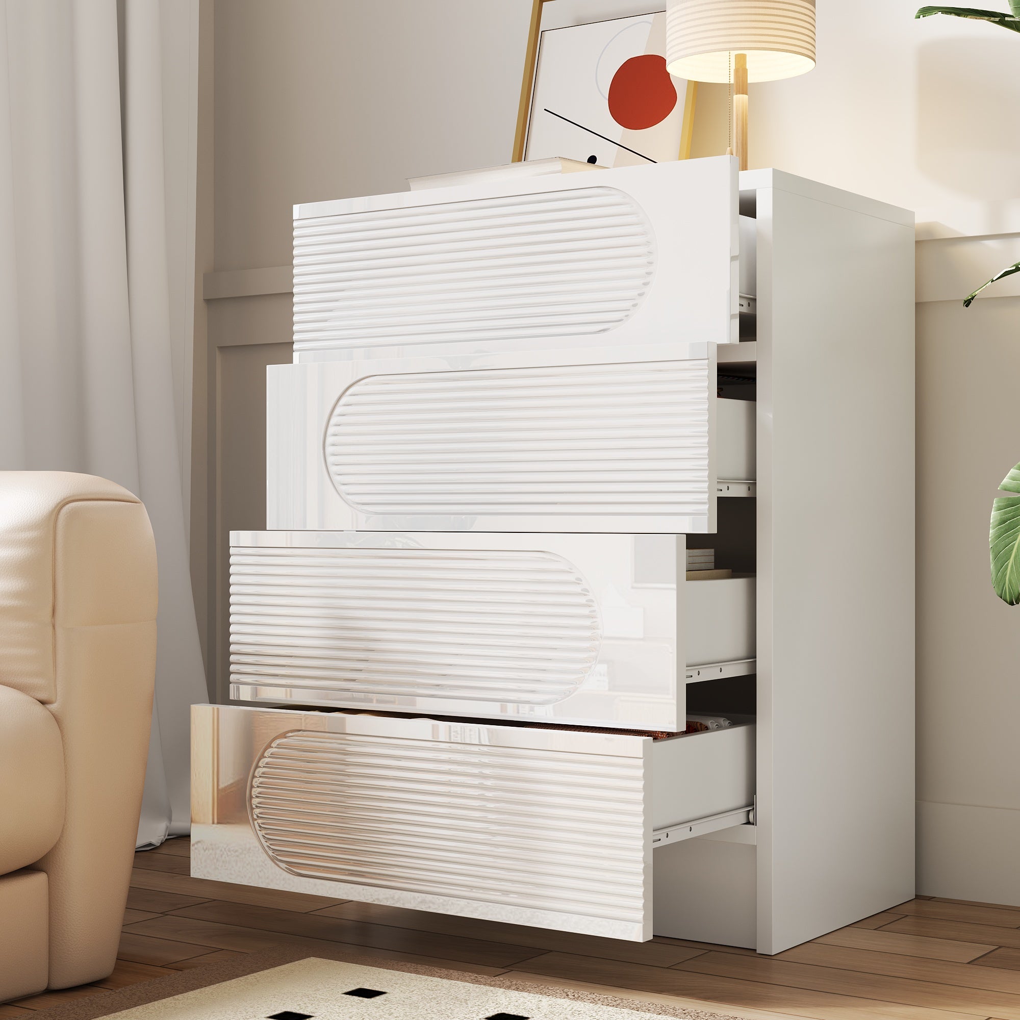 Modern 4-Drawer Storage Cabinet Full Extension Organizer