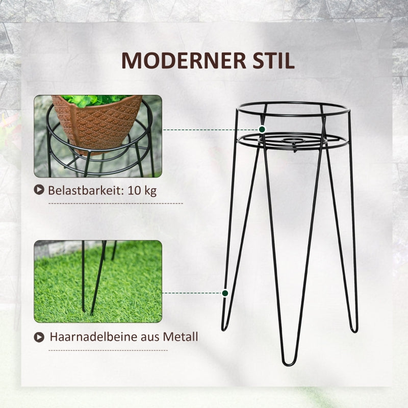 Blumenständer-Set, 3-teilige Pflanzenständer für Töpfe, Schwarz Metall