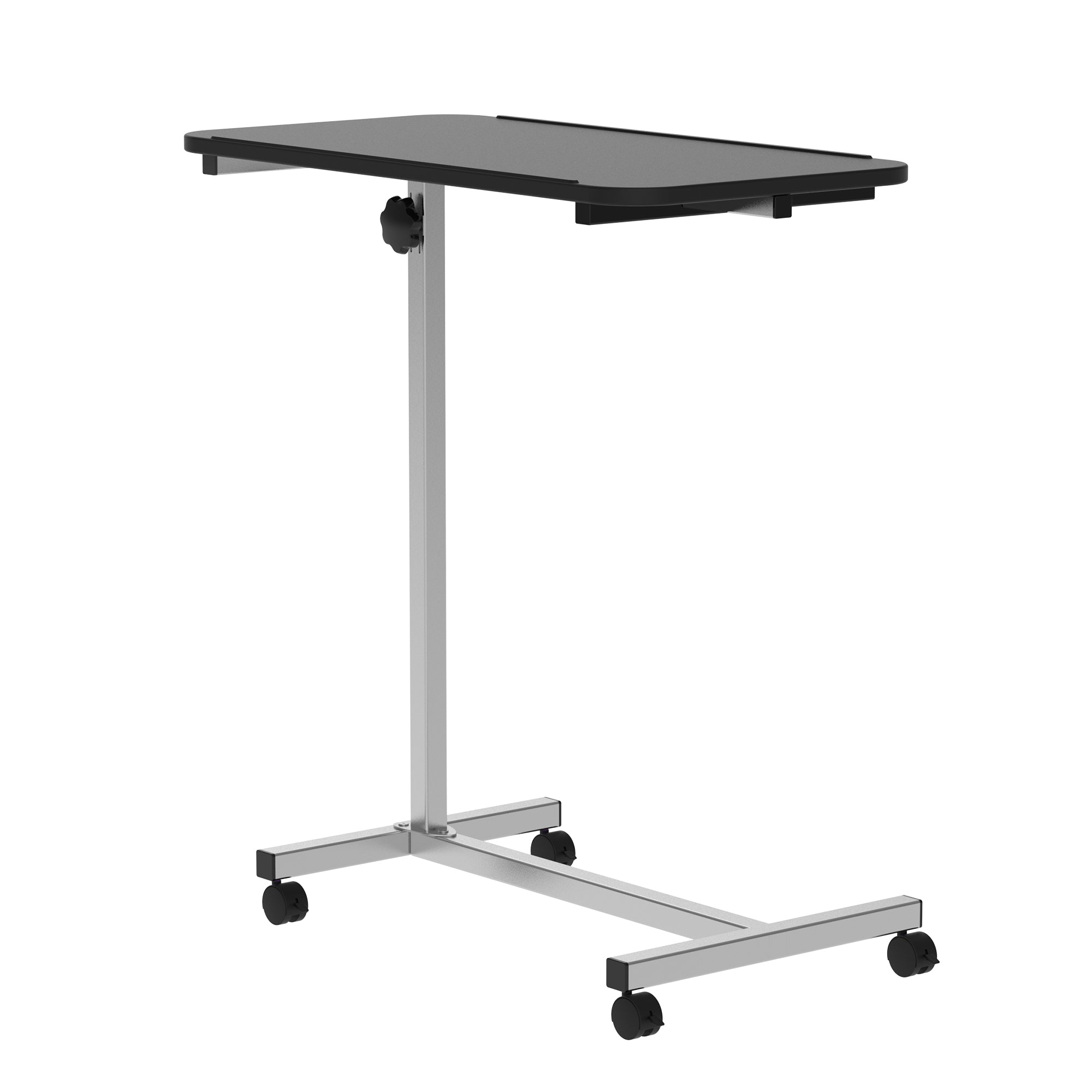 Over Bed Table Height Adjustable C Shaped Laptop Desk Portable with Wheels, Black