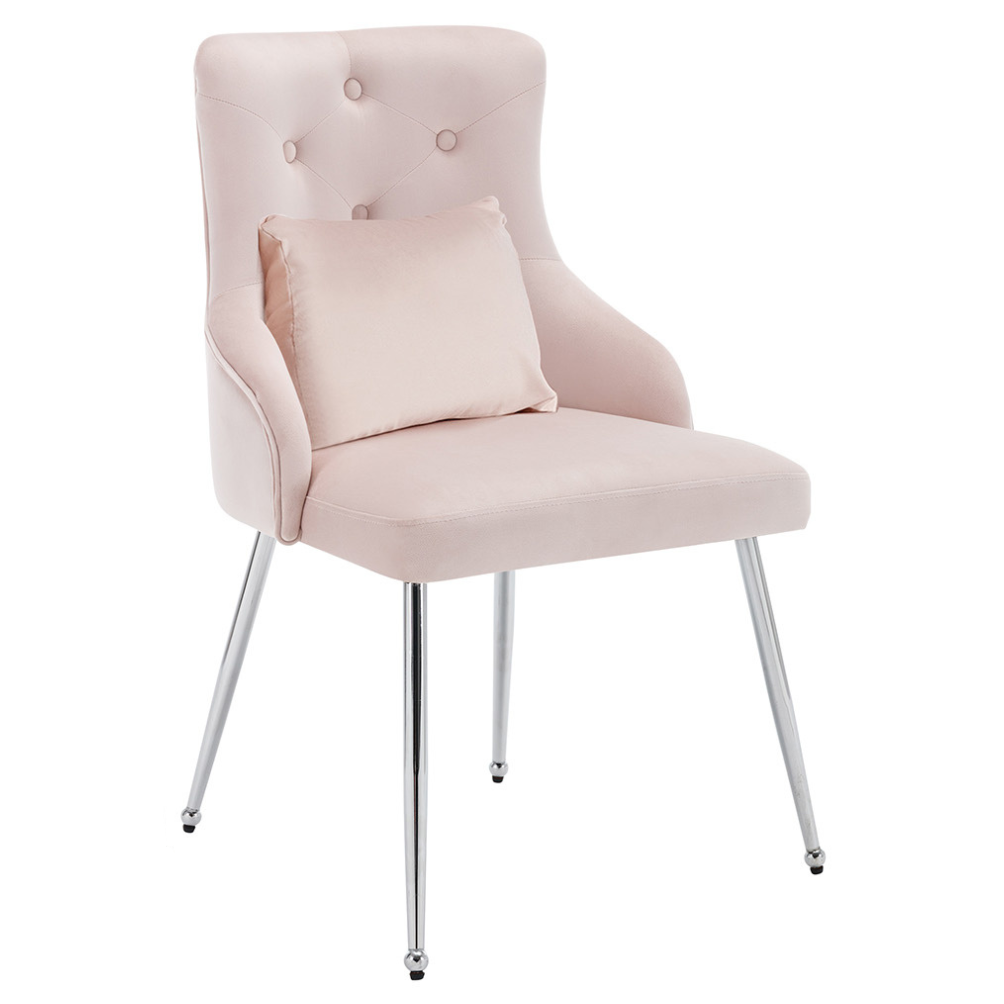 Dining Chair with Button Pattern and Lumbar Cushion, Pink