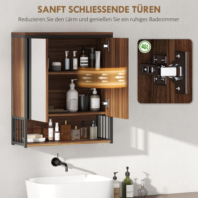 Hanging Mirror Cabinet, Bathroom, MDF Chipboard, Brown