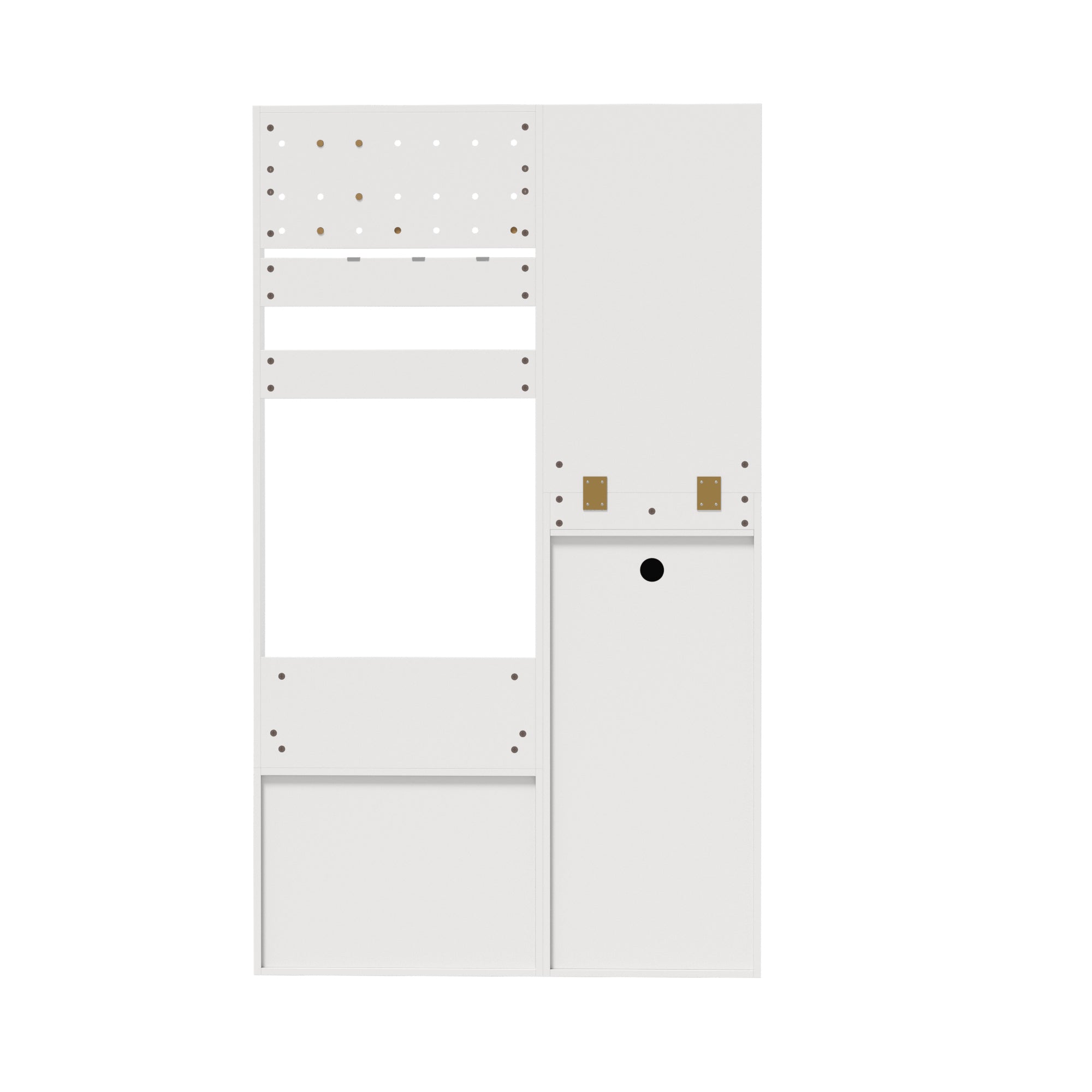 Compact Wardrobe, Entryway Shelf with Mirror, Adjustable Hooks, Shelves, 105 cm, White