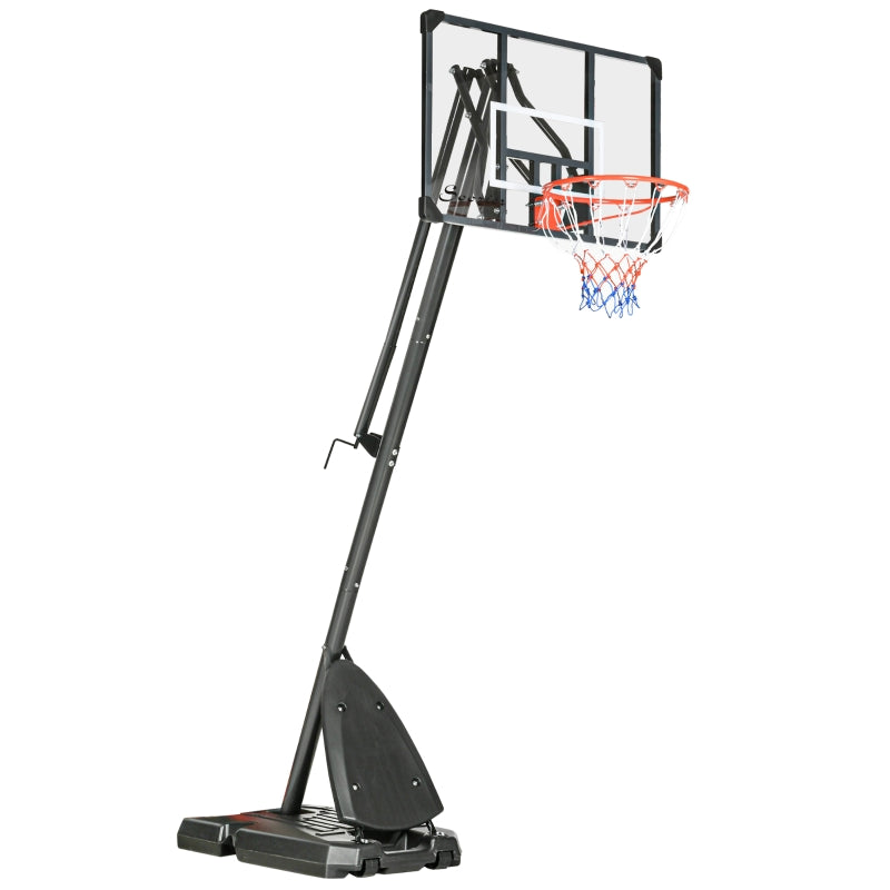 Basketball Hoop and Stand, Adjustable 2.4-2.9m, Weighted Base, Portable, Black