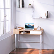 Schreibtisch mit Stauraum & Schublade, große Arbeitsplatte, Holz