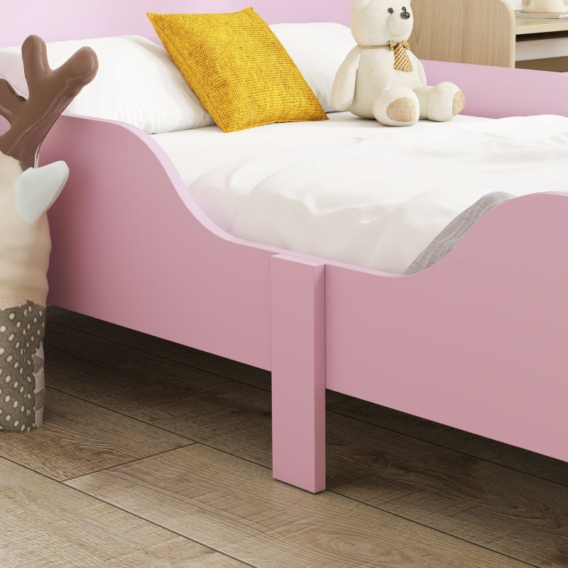 Kinderbettgestell, Einzelbett mit Rausfallschutz, MDF Rosa