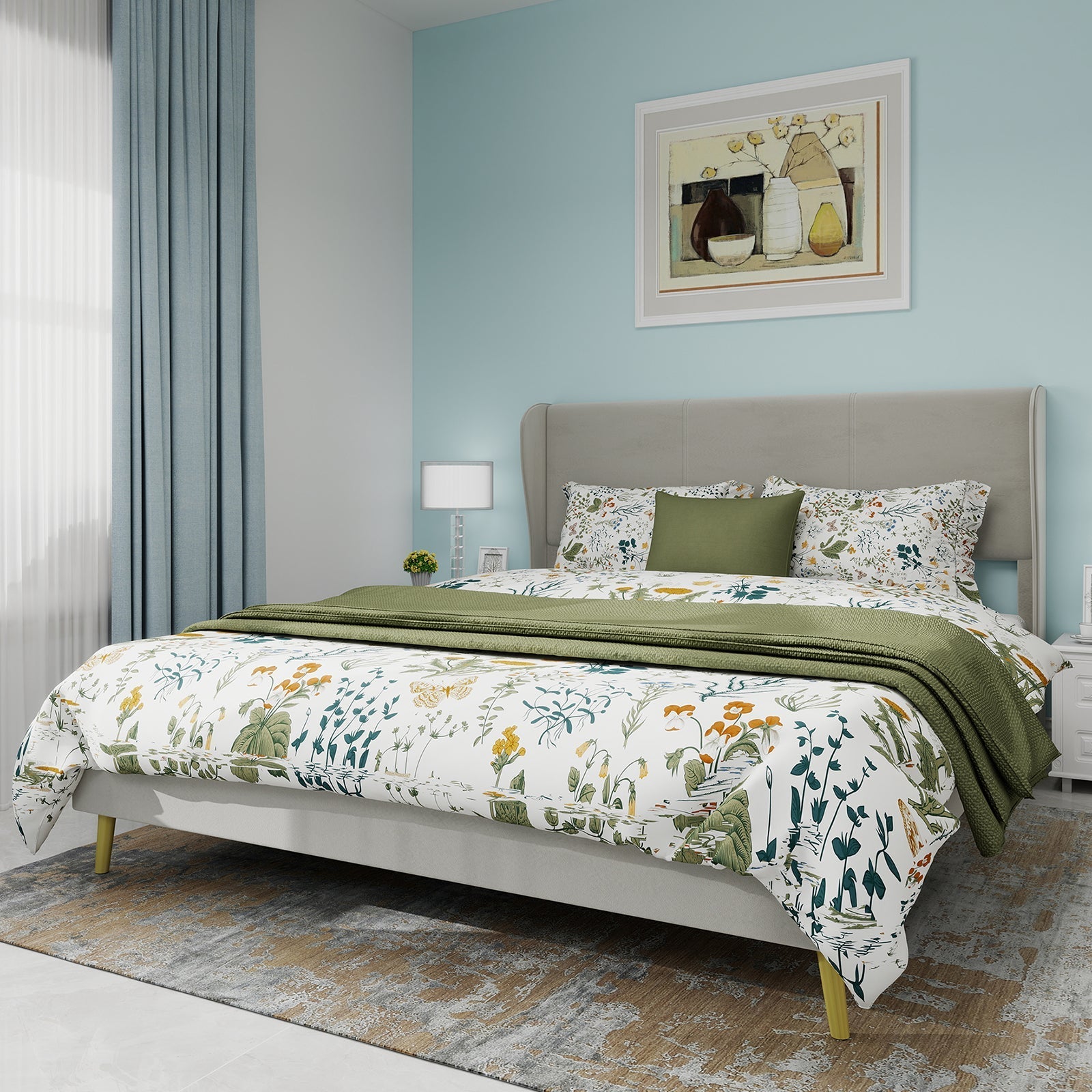 Modern Minimalist Upholstered Bed with Plush Headboard, 160x200 cm, Beige, Multifunctional Bedroom Furniture, Low-Profile Non-Storage Base (Without Gas Lift), Mattress Excluded.