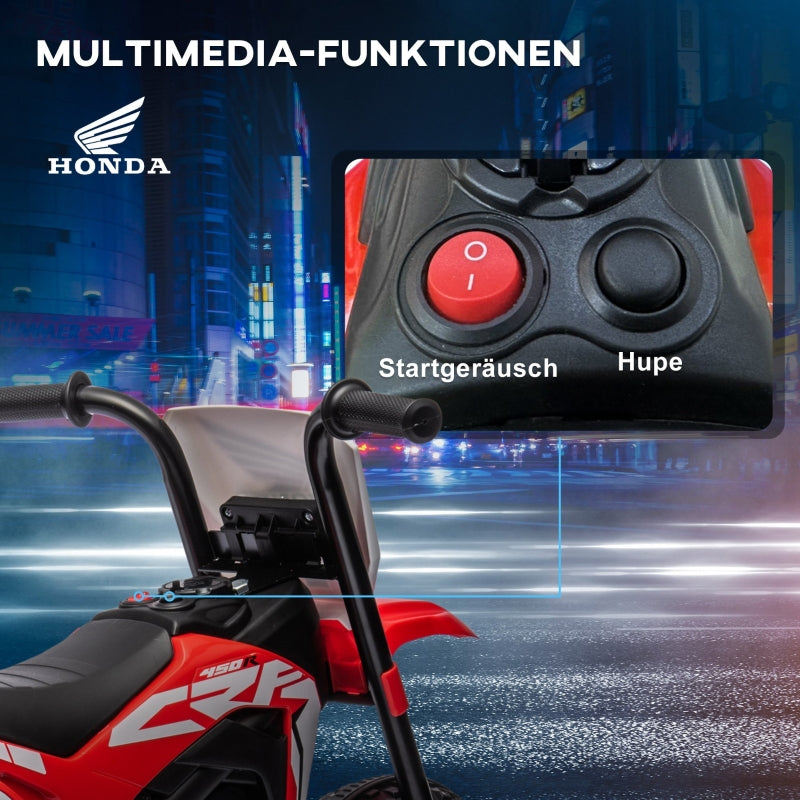 Honda Electric Children's Motorcycle with Sound Effects and 3 km/h Speed for 18-36 Months, Red