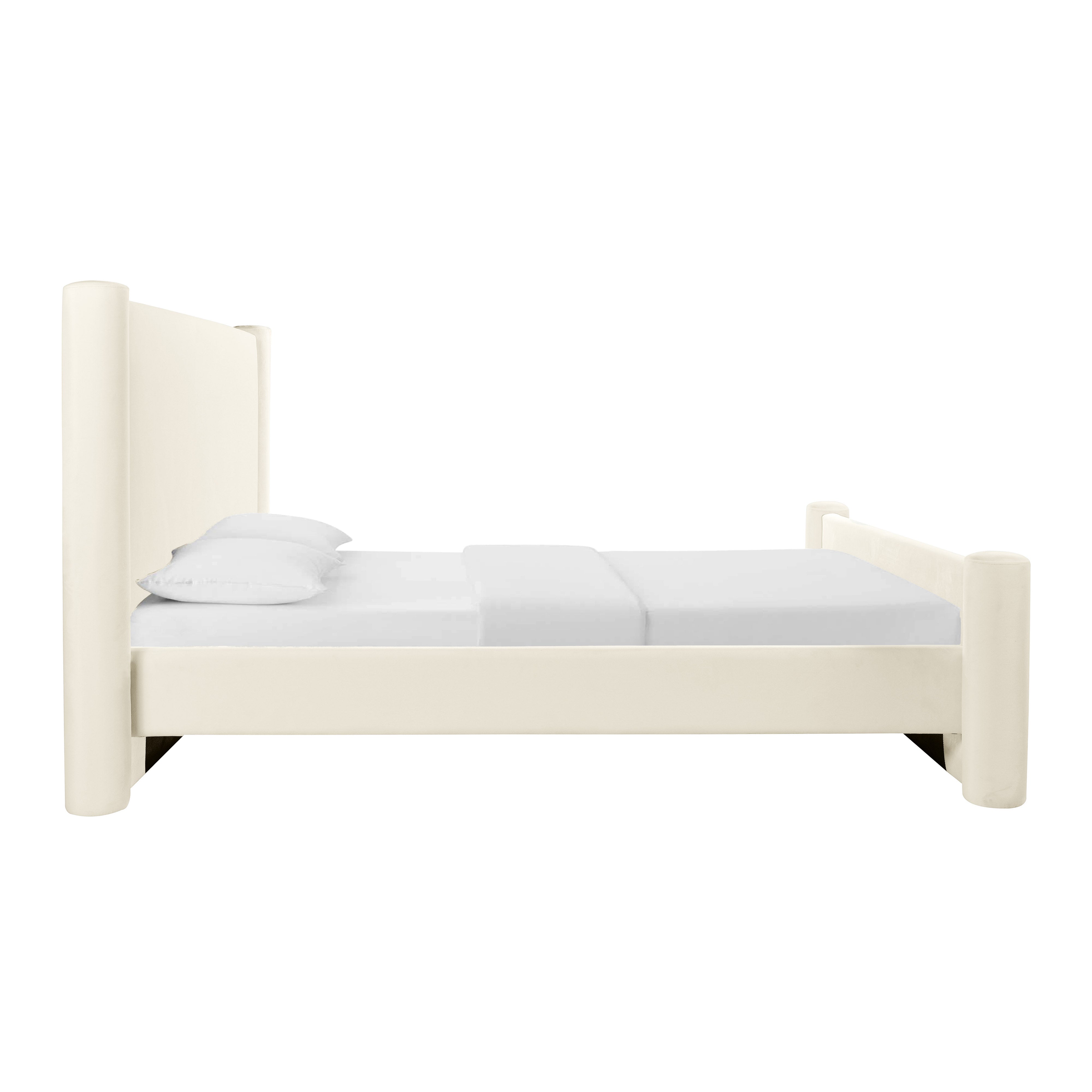 Athara King Bed, Velvet, Cream