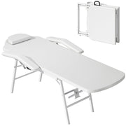 Massageliege, klappbar, tragbar, Kunstleder, Weiß