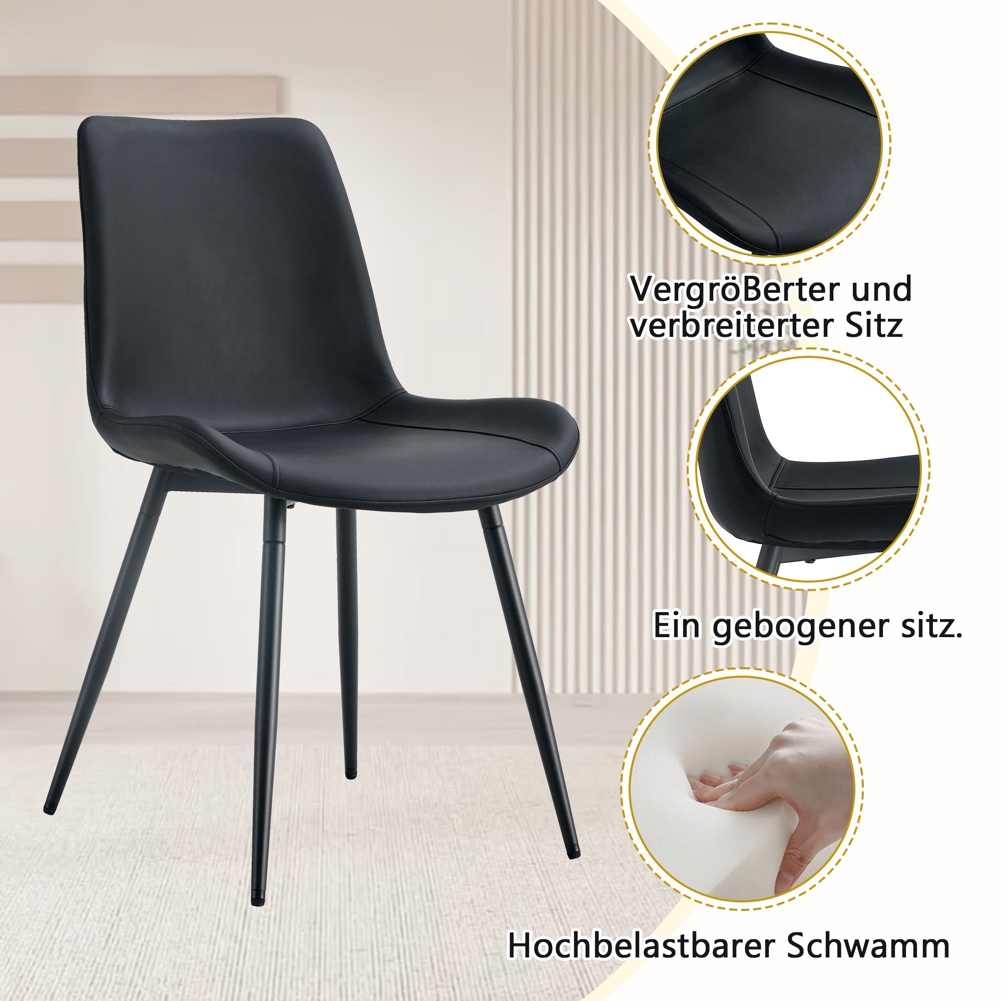 Dining Table Set 160cm Rectangular Storage 4 Chairs - Black PU
