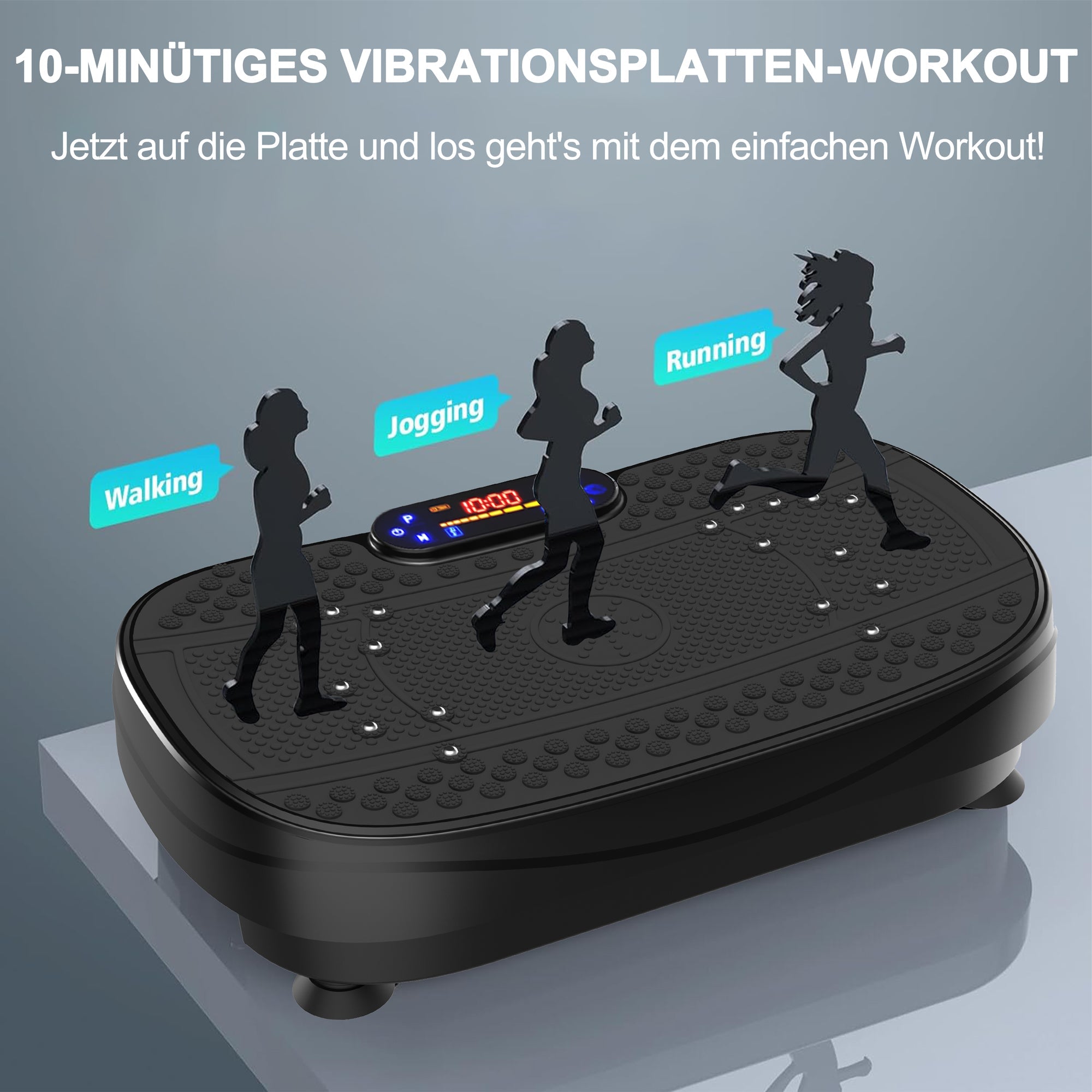 Vibration Plate Training Device with Resistance Bands and Speed Control, Whole Body Fitness Platform