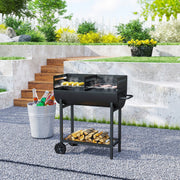 Steel Charcoal BBQ 2-Grill with Wheels, Black
