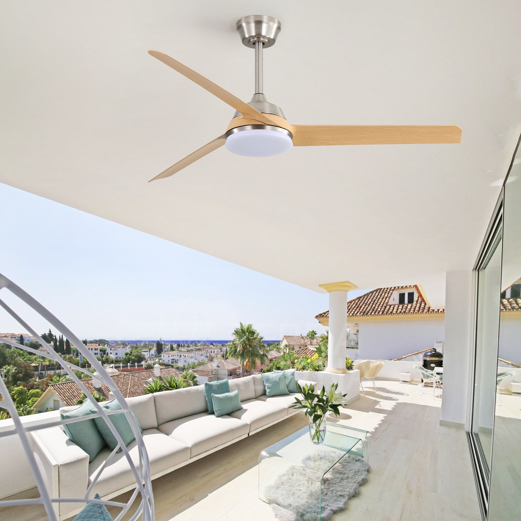 52-inch Ceiling Fan, 22W LED Light & Remote Control, 3 ABS Blades