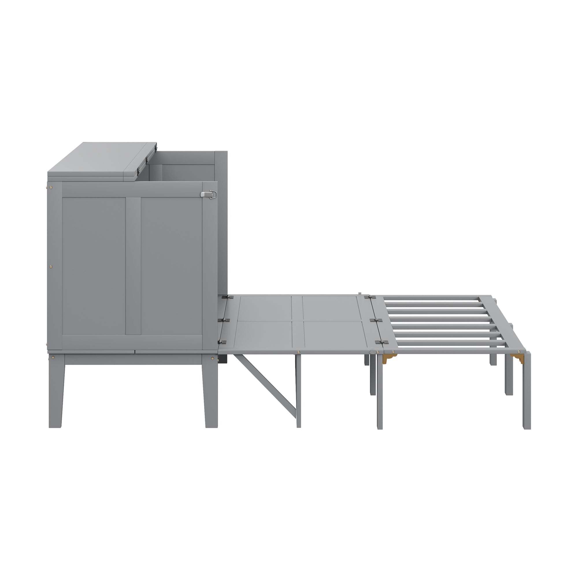 Wall Bed, 140x200cm with Slatted Frame, Grey