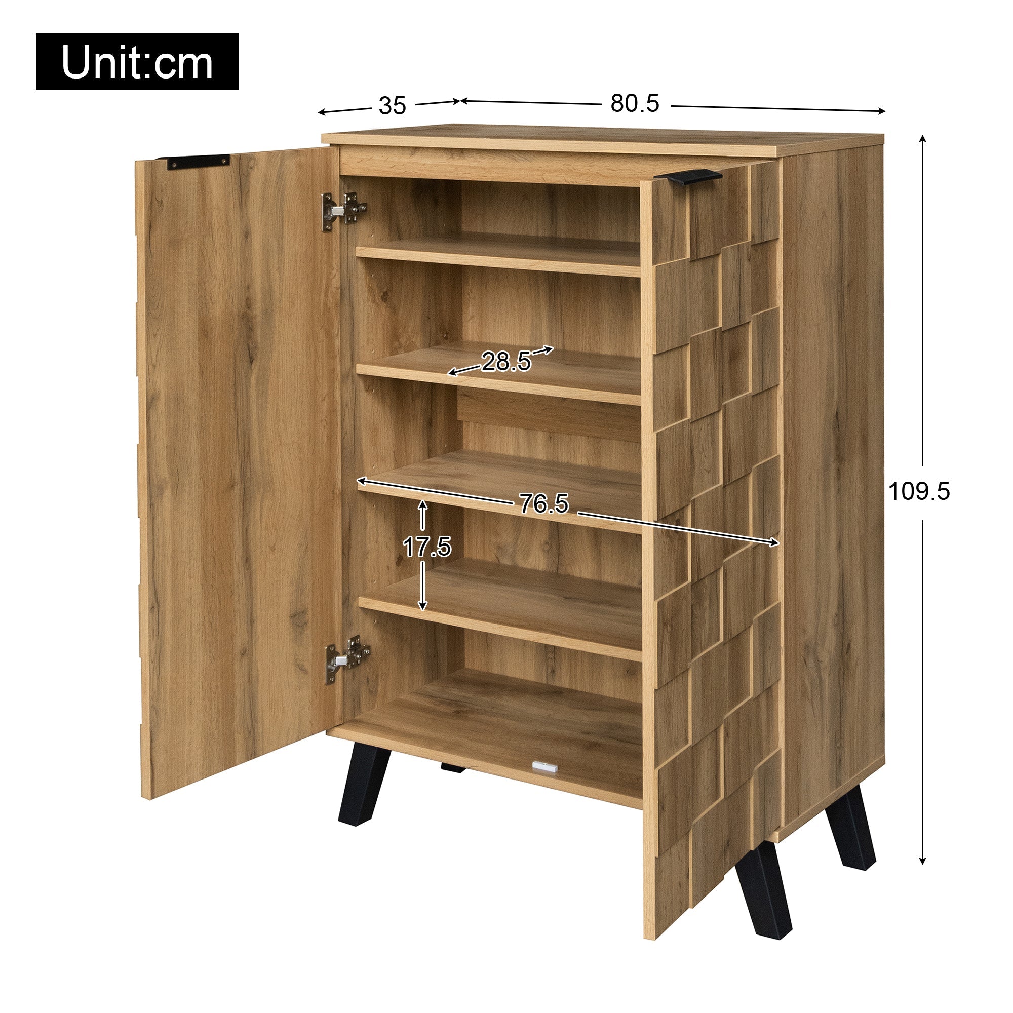 Sideboard Shoe Cabinet with 5 Adjustable Compartments, Wood