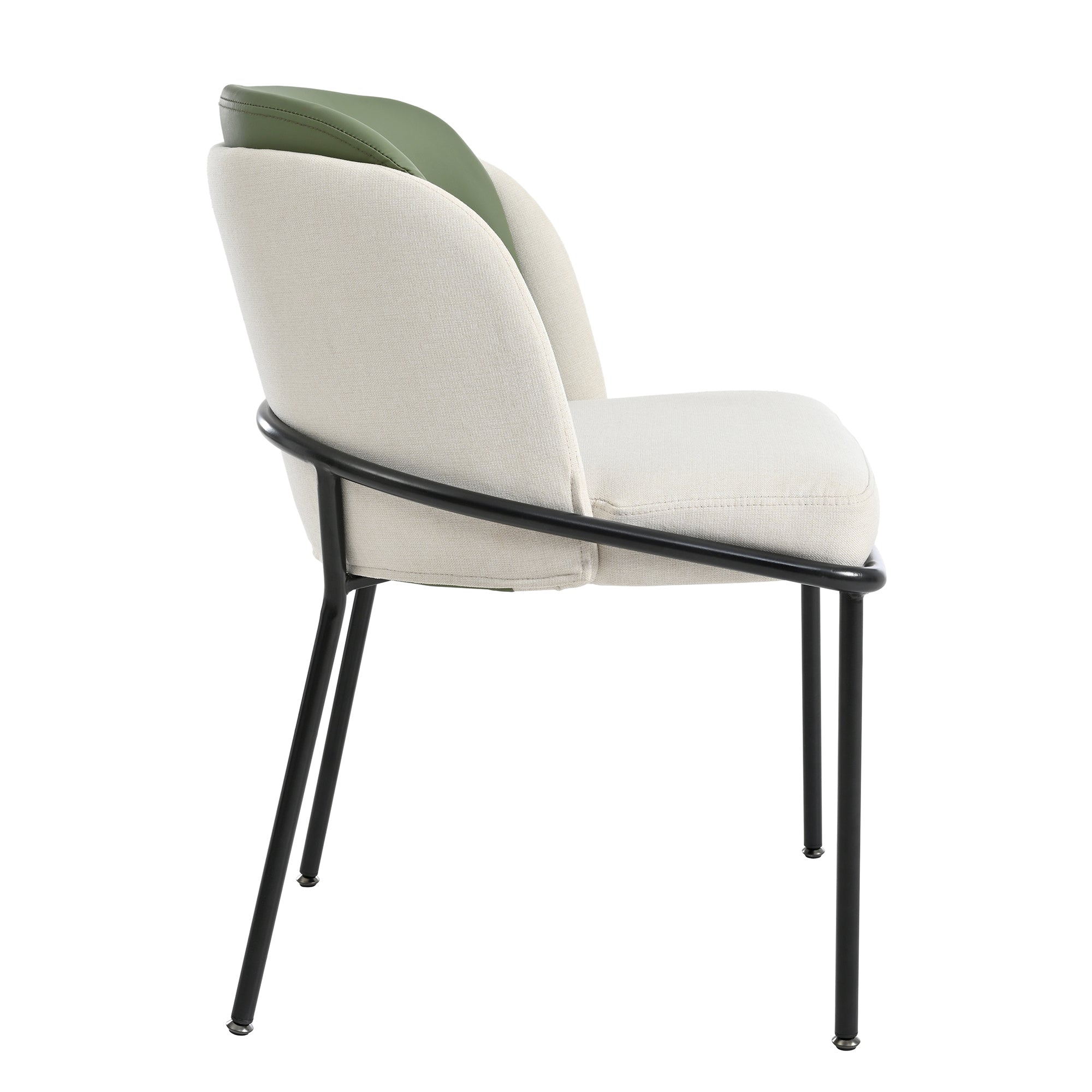 2 Modern Chairs Angled Legs Adjustable Feet - Beige/Green