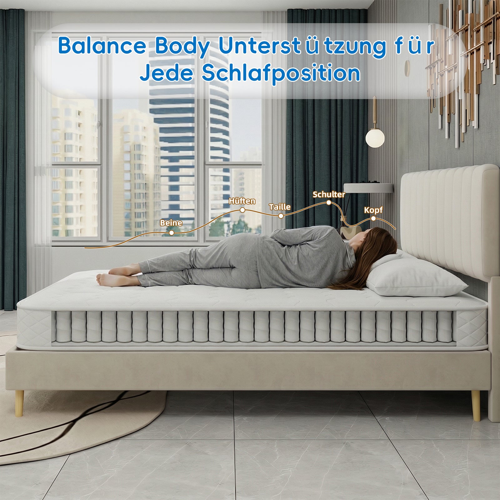 3D Breathable Mattress, Pocket Spring, Noise-Free, Back Care, 140x200cm, White